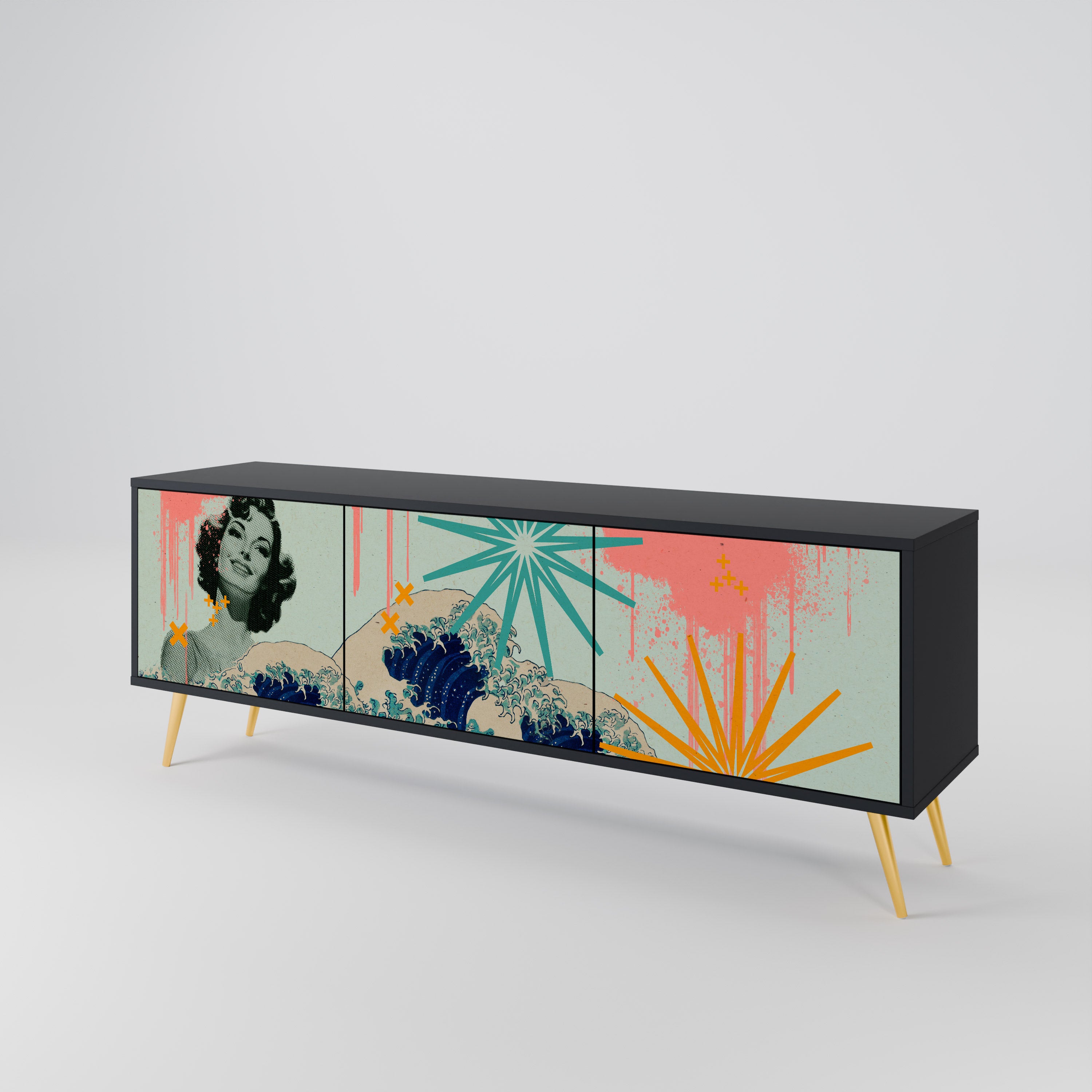 KANAGAWA BEAUTY 3-Door TV Cabinet