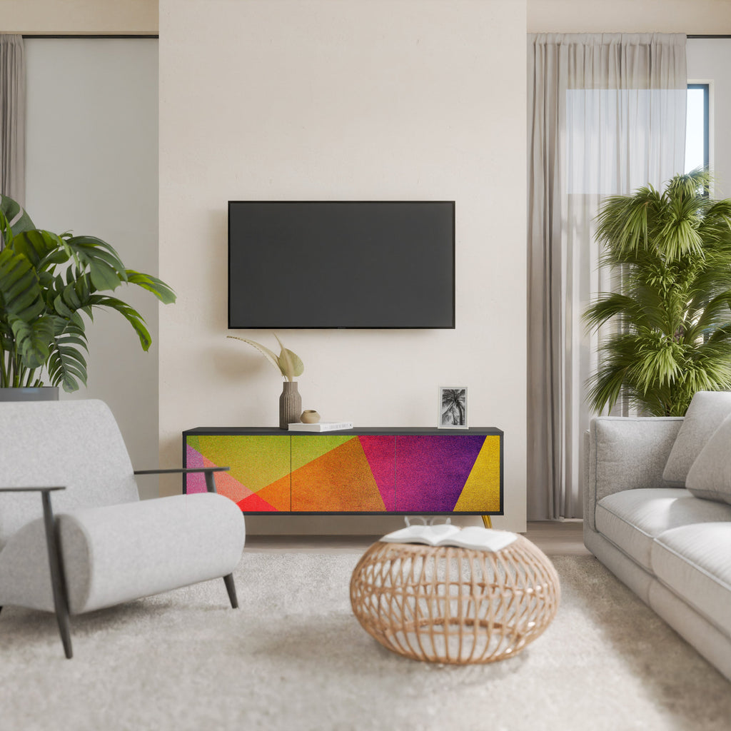 Βάση τηλεόρασης VIVID GEOMETRIA 3 θυρών σε μαύρο φινίρισμα