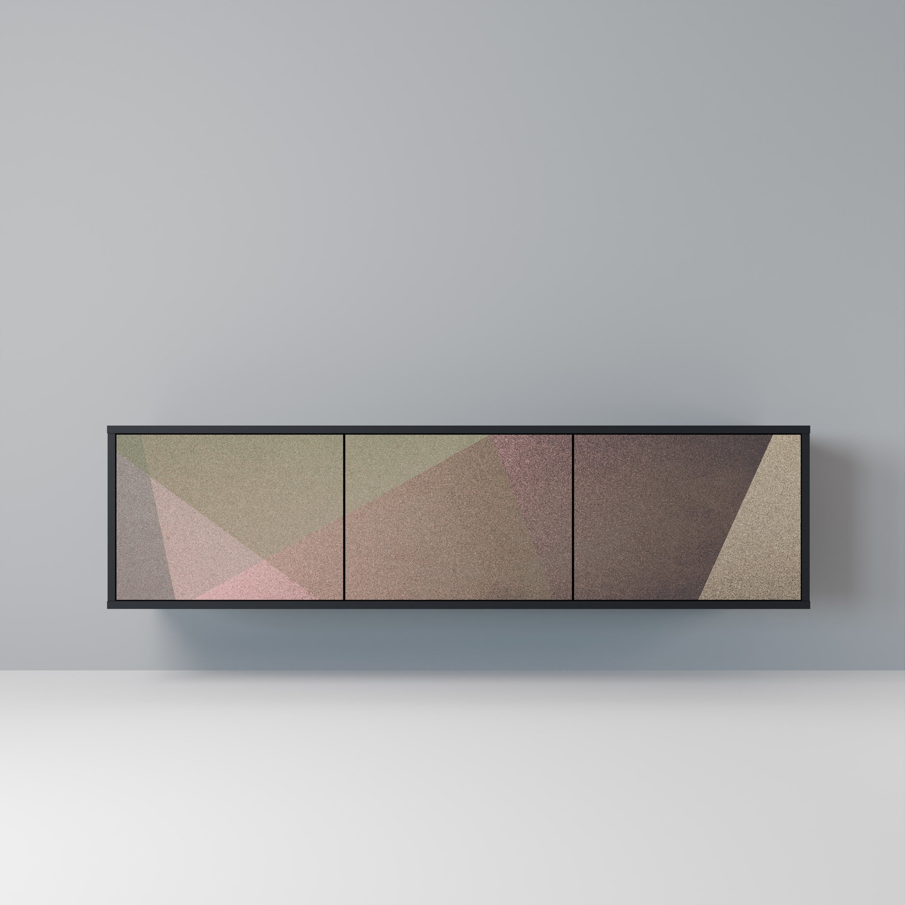 Βάση τηλεόρασης BEIGE GEOMETRIA 3 πορτών σε μαύρο φινίρισμα