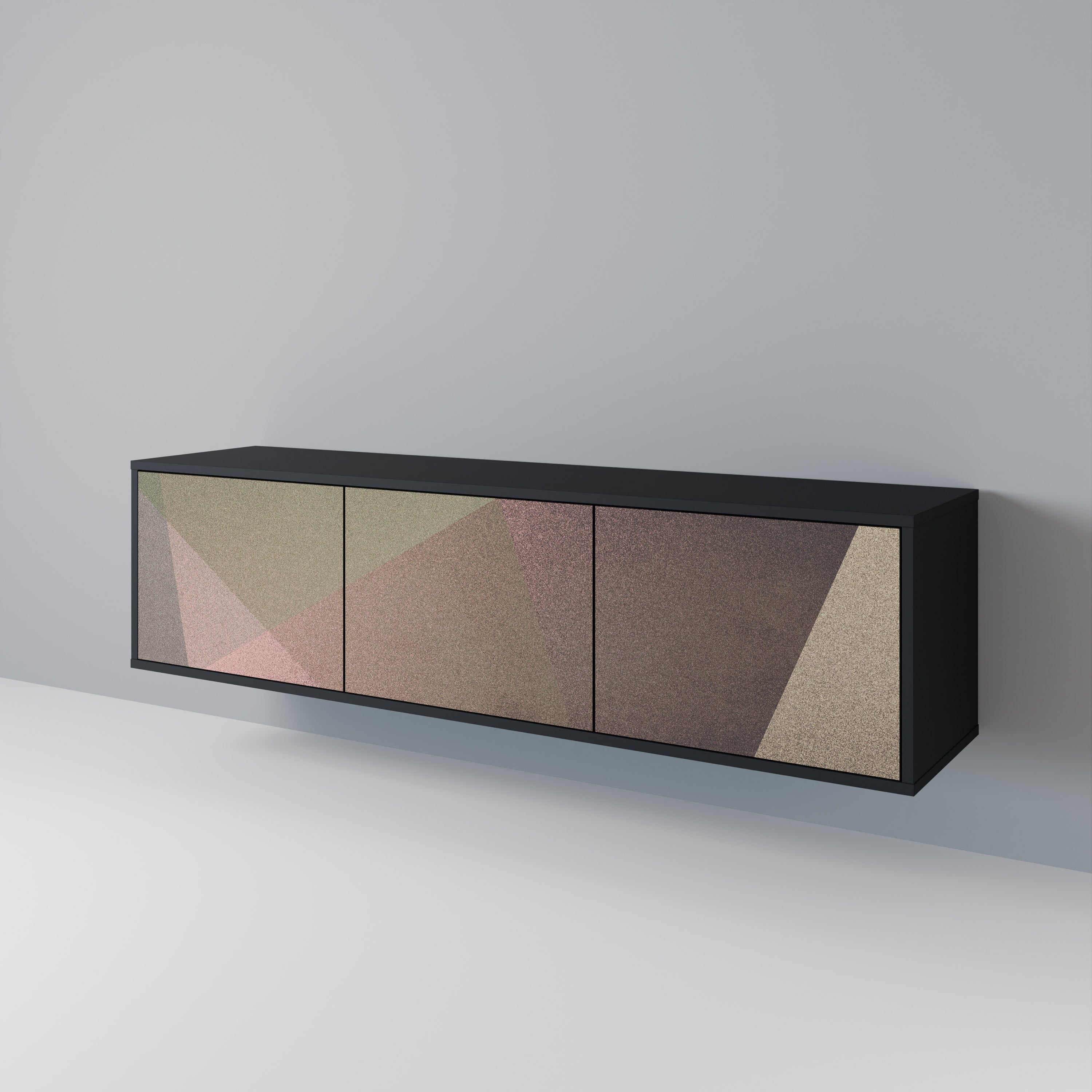 Βάση τηλεόρασης BEIGE GEOMETRIA 3 πορτών σε μαύρο φινίρισμα