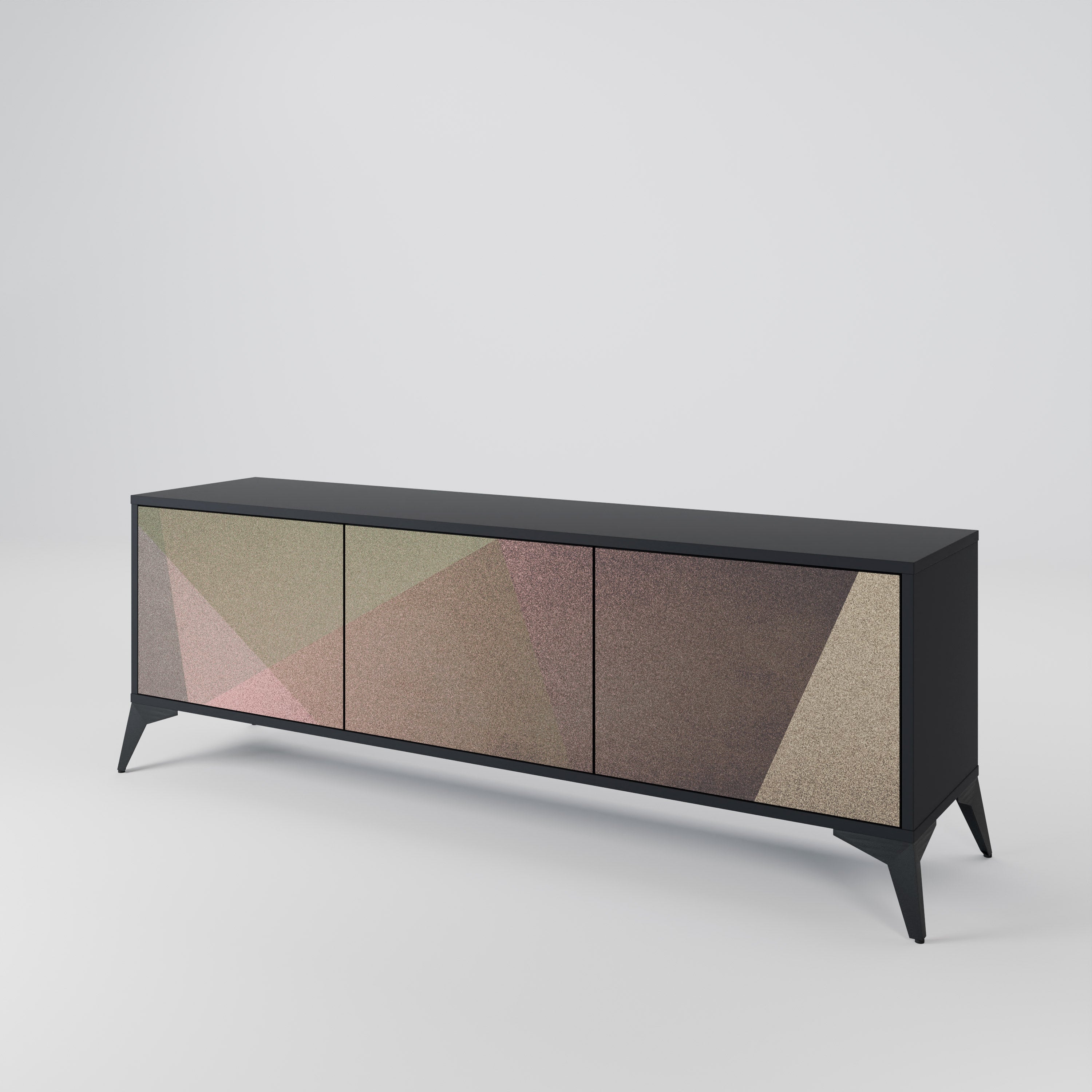 Βάση τηλεόρασης BEIGE GEOMETRIA 3 πορτών σε μαύρο φινίρισμα