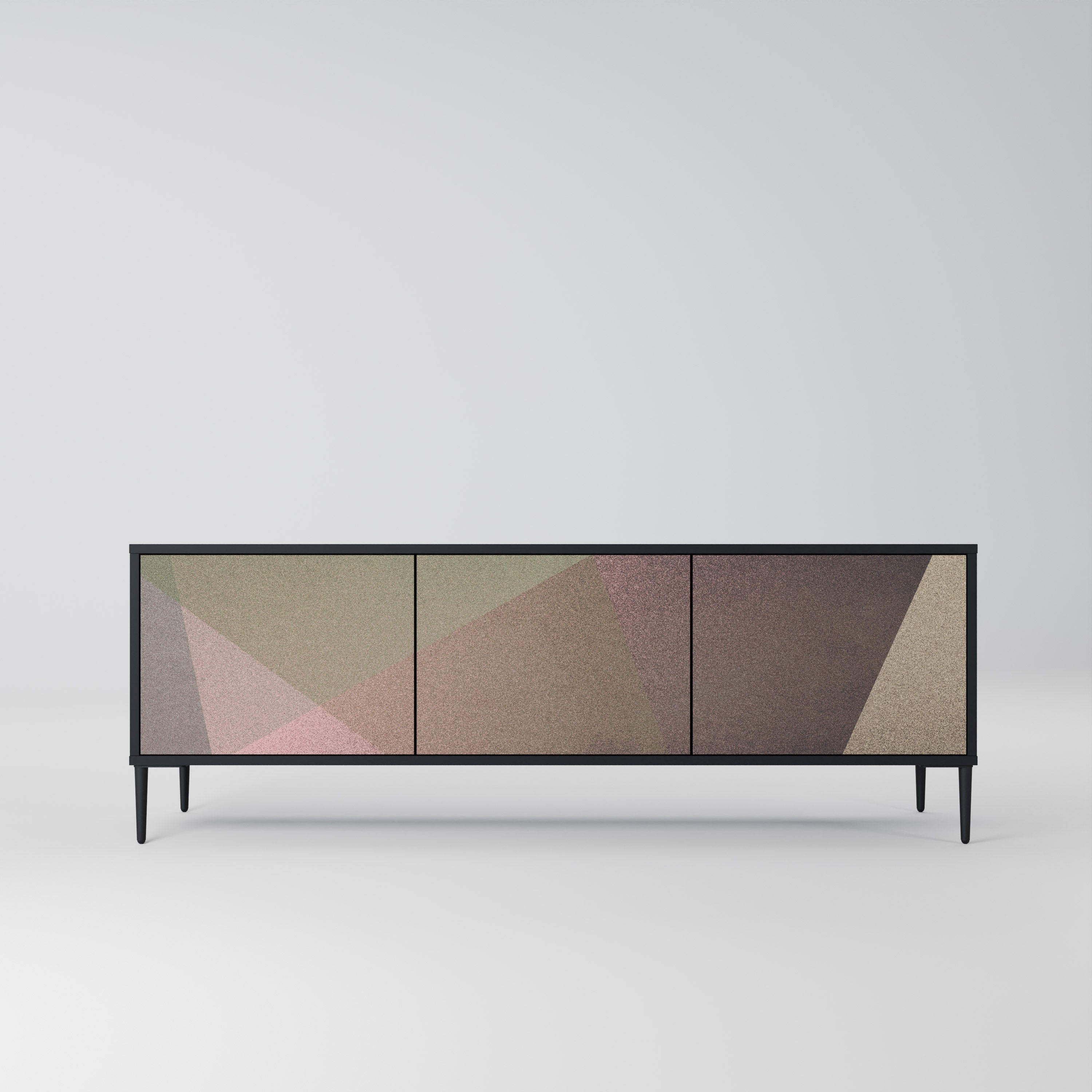 Βάση τηλεόρασης BEIGE GEOMETRIA 3 πορτών σε μαύρο φινίρισμα