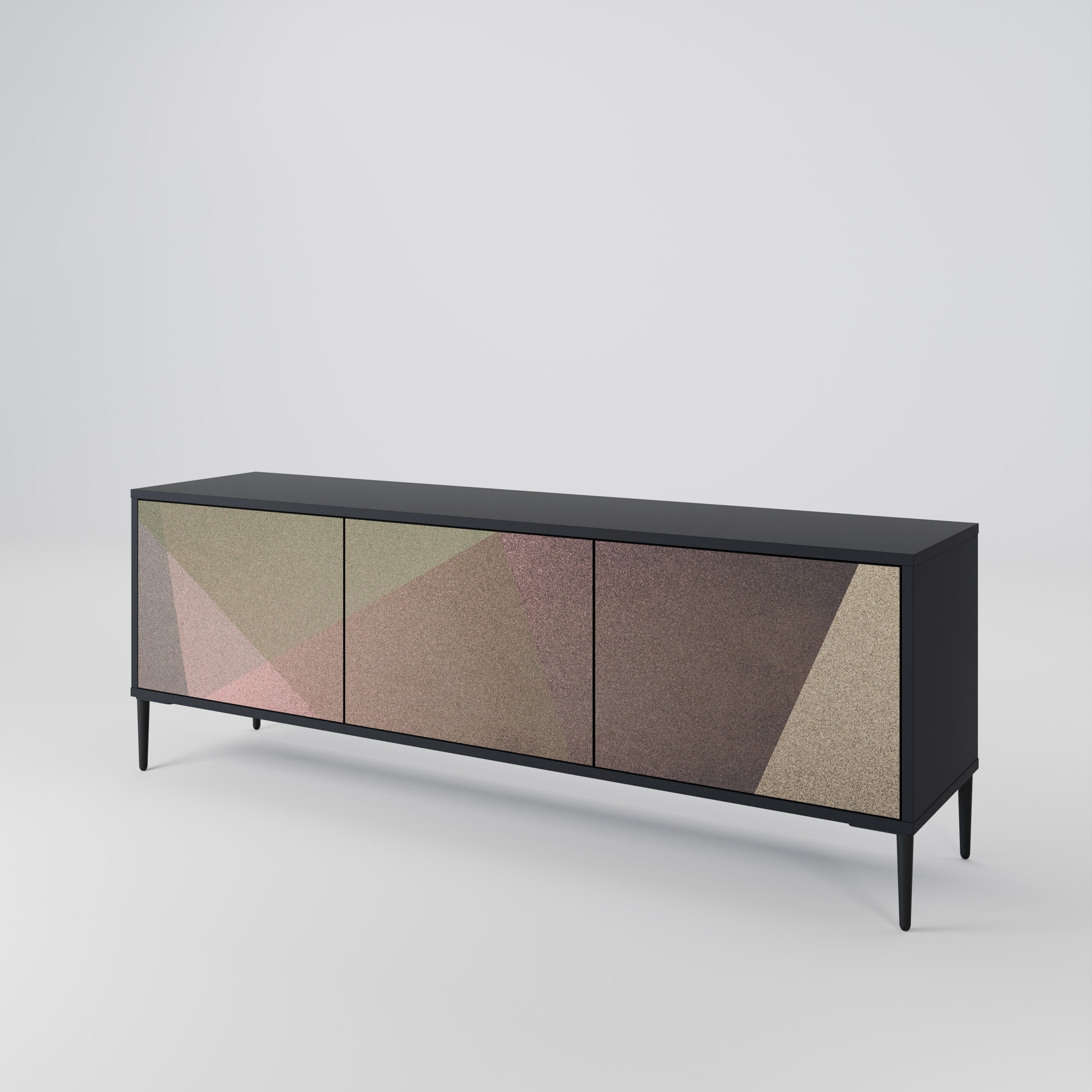 Βάση τηλεόρασης BEIGE GEOMETRIA 3 πορτών σε μαύρο φινίρισμα
