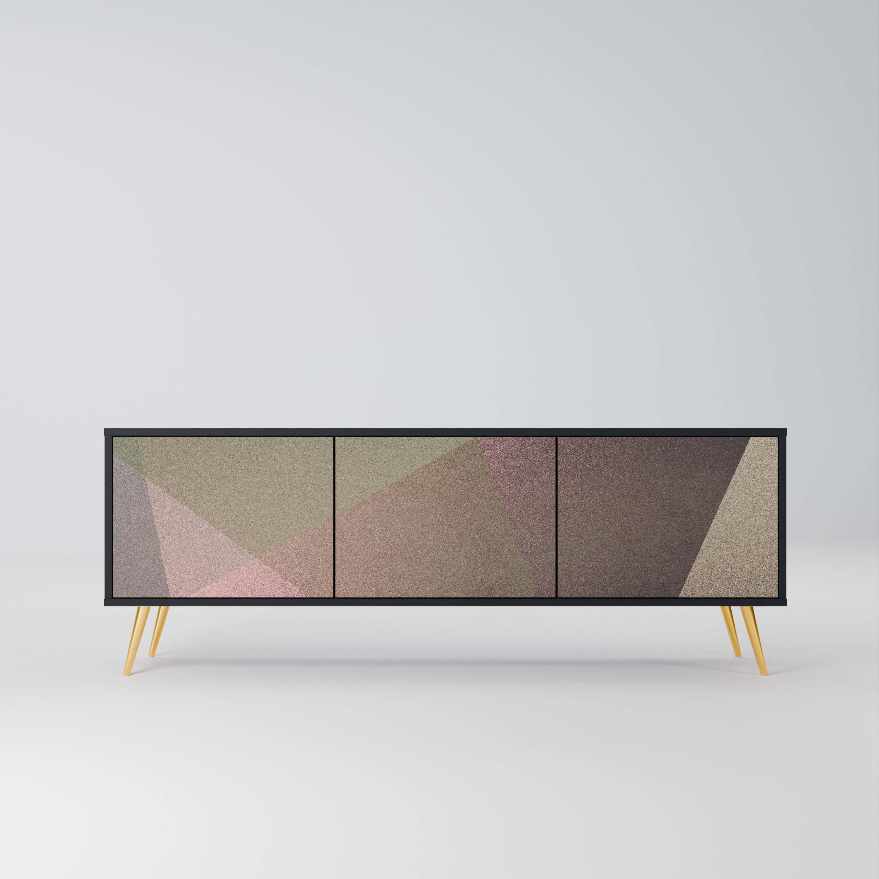 Βάση τηλεόρασης BEIGE GEOMETRIA 3 πορτών σε μαύρο φινίρισμα