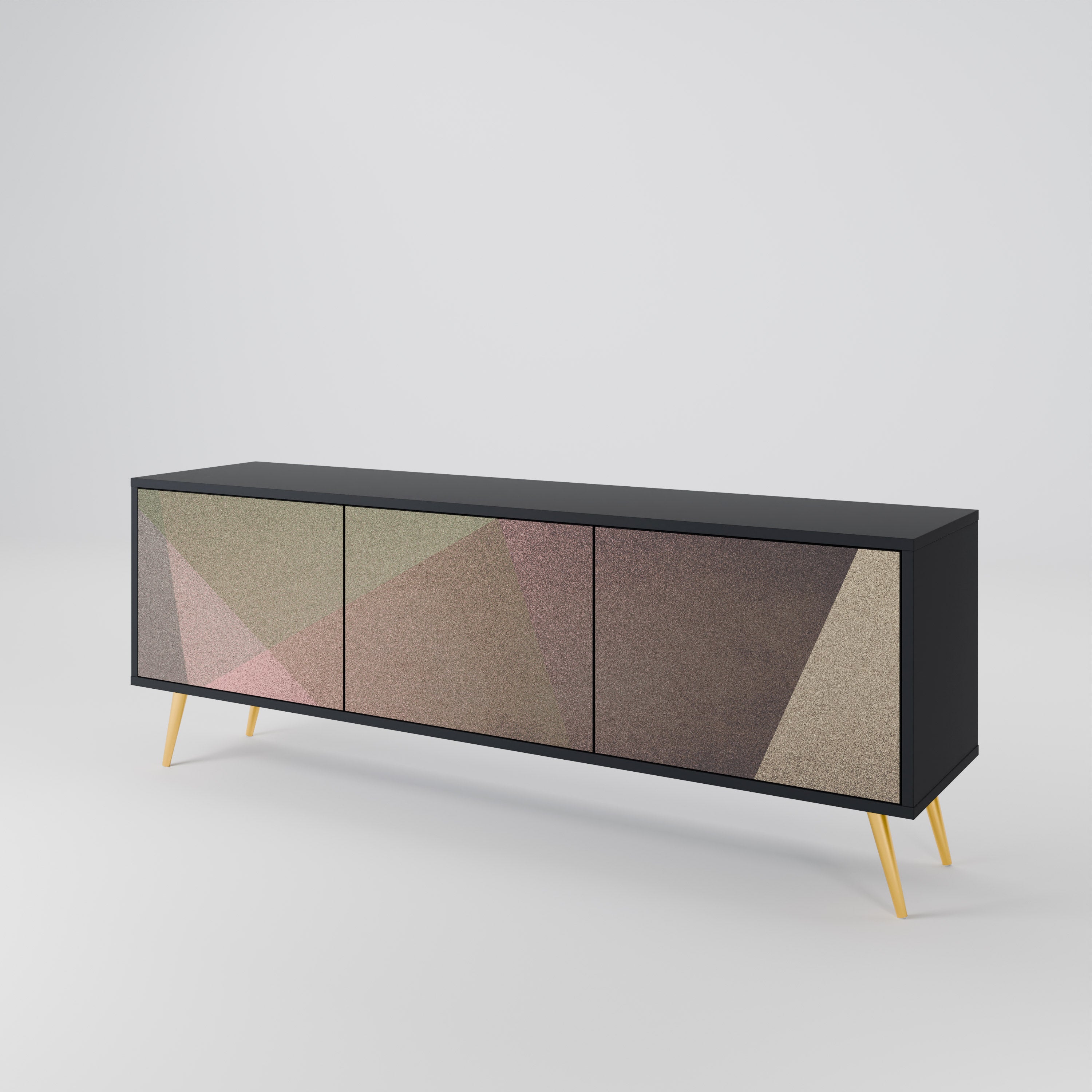 Βάση τηλεόρασης BEIGE GEOMETRIA 3 πορτών σε μαύρο φινίρισμα