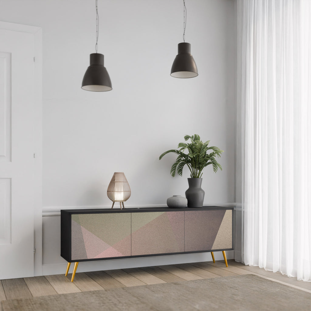Βάση τηλεόρασης BEIGE GEOMETRIA 3 πορτών σε μαύρο φινίρισμα