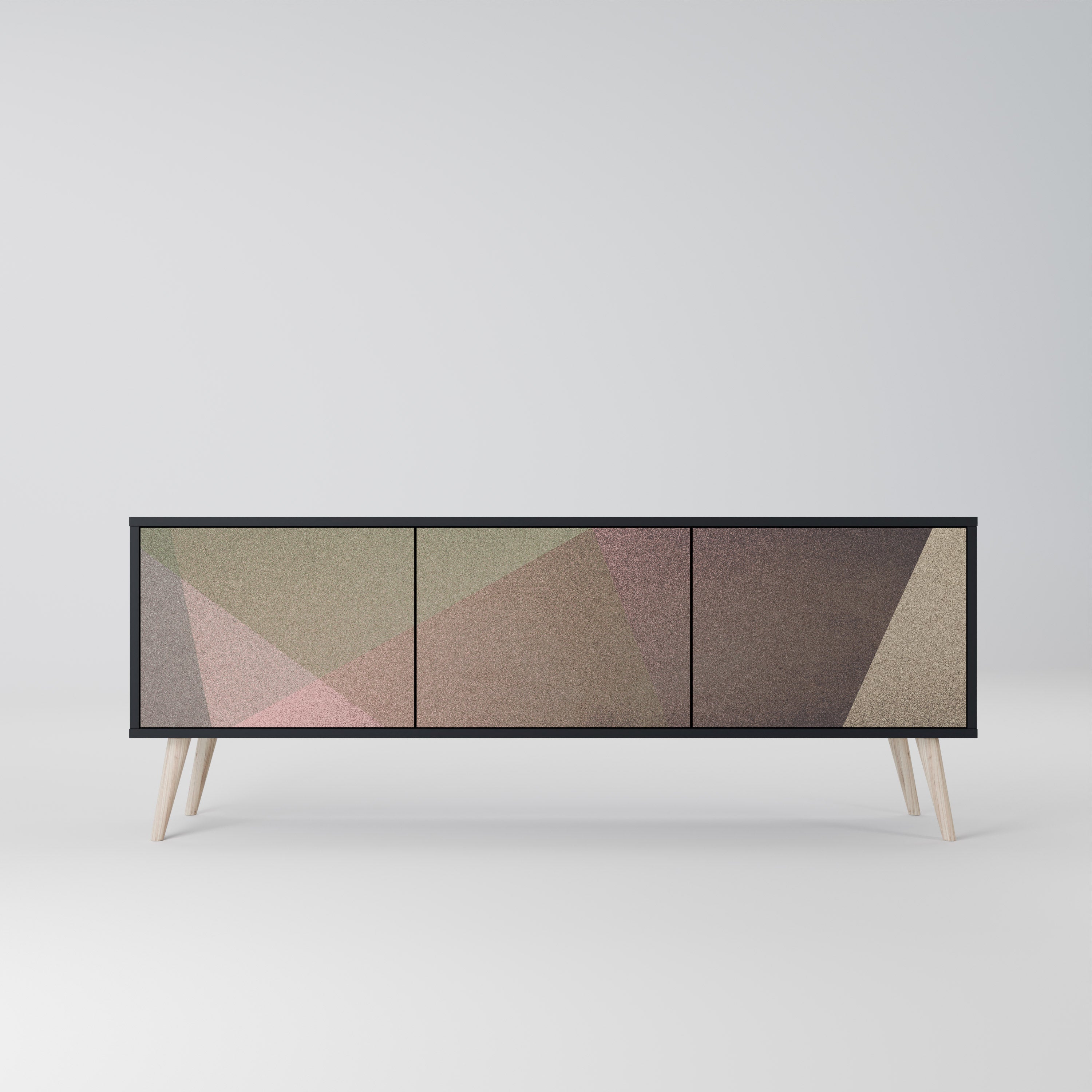 Βάση τηλεόρασης BEIGE GEOMETRIA 3 πορτών σε μαύρο φινίρισμα