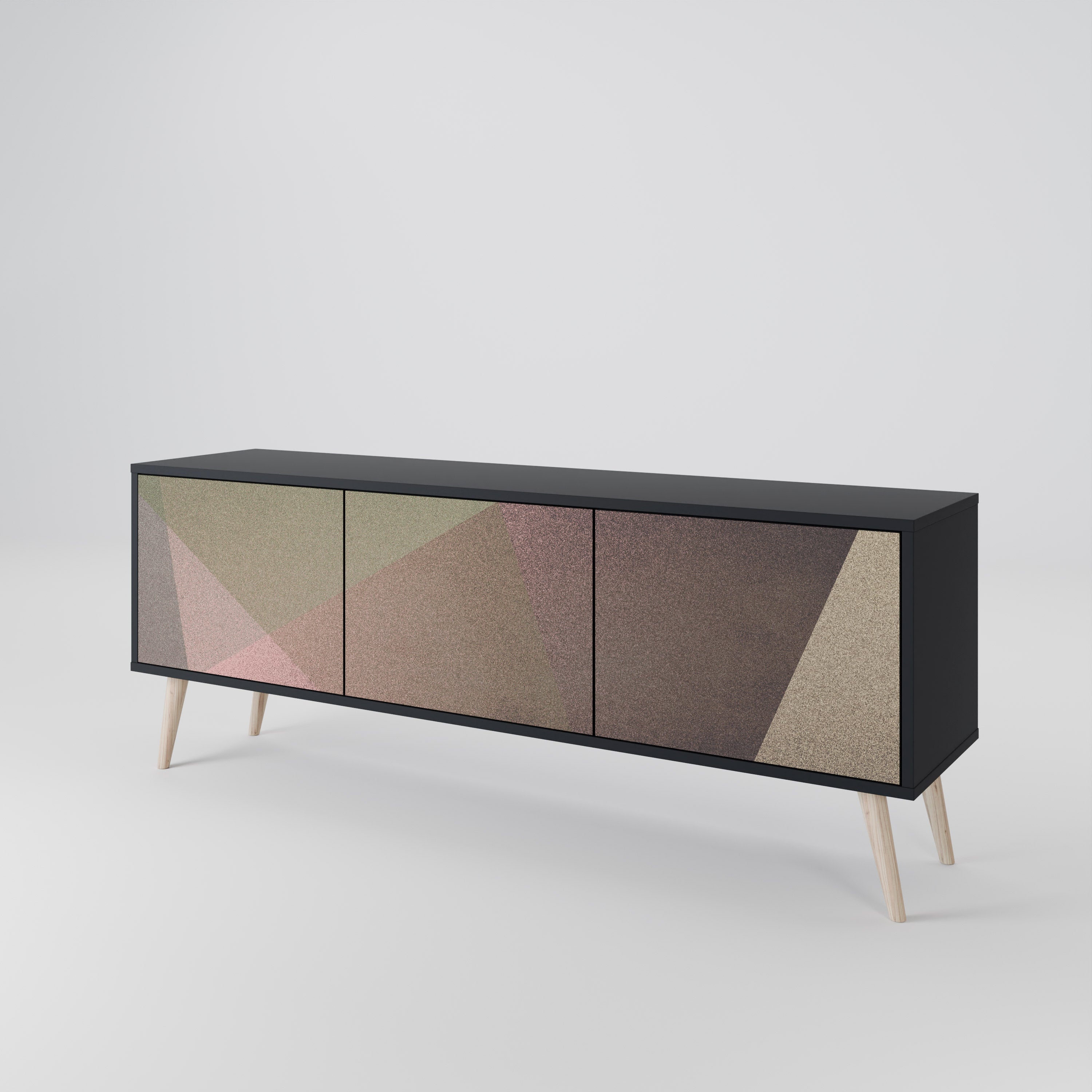 BEIGE GEOMETRY Έπιπλο τηλεόρασης 3-θυρών