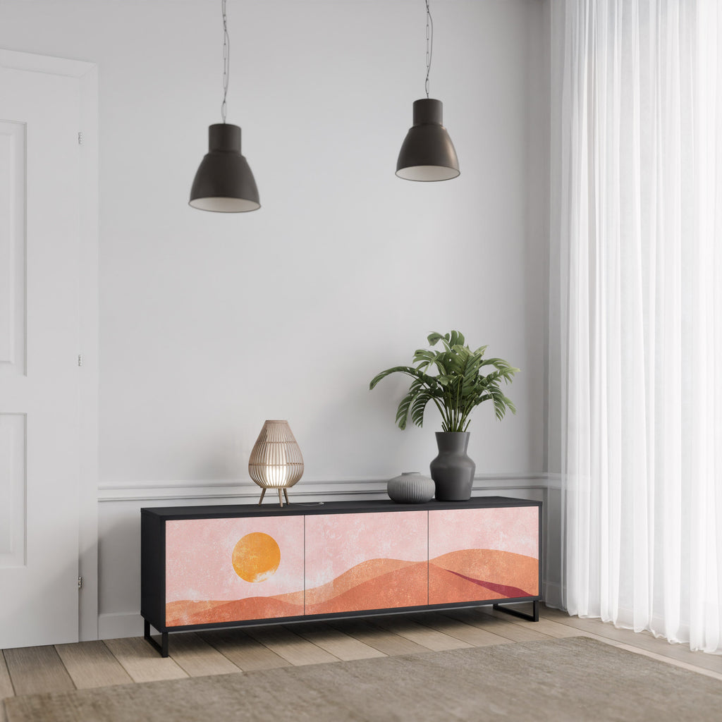 Βάση τηλεόρασης LUMINOUS SUNLIGHT με 3 πόρτες σε μαύρο φινίρισμα