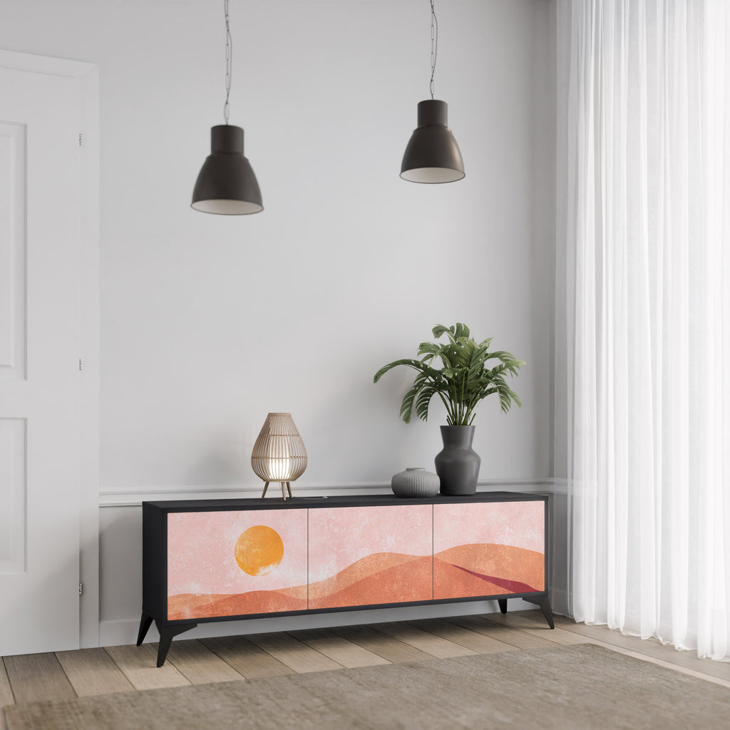 Βάση τηλεόρασης LUMINOUS SUNLIGHT με 3 πόρτες σε μαύρο φινίρισμα