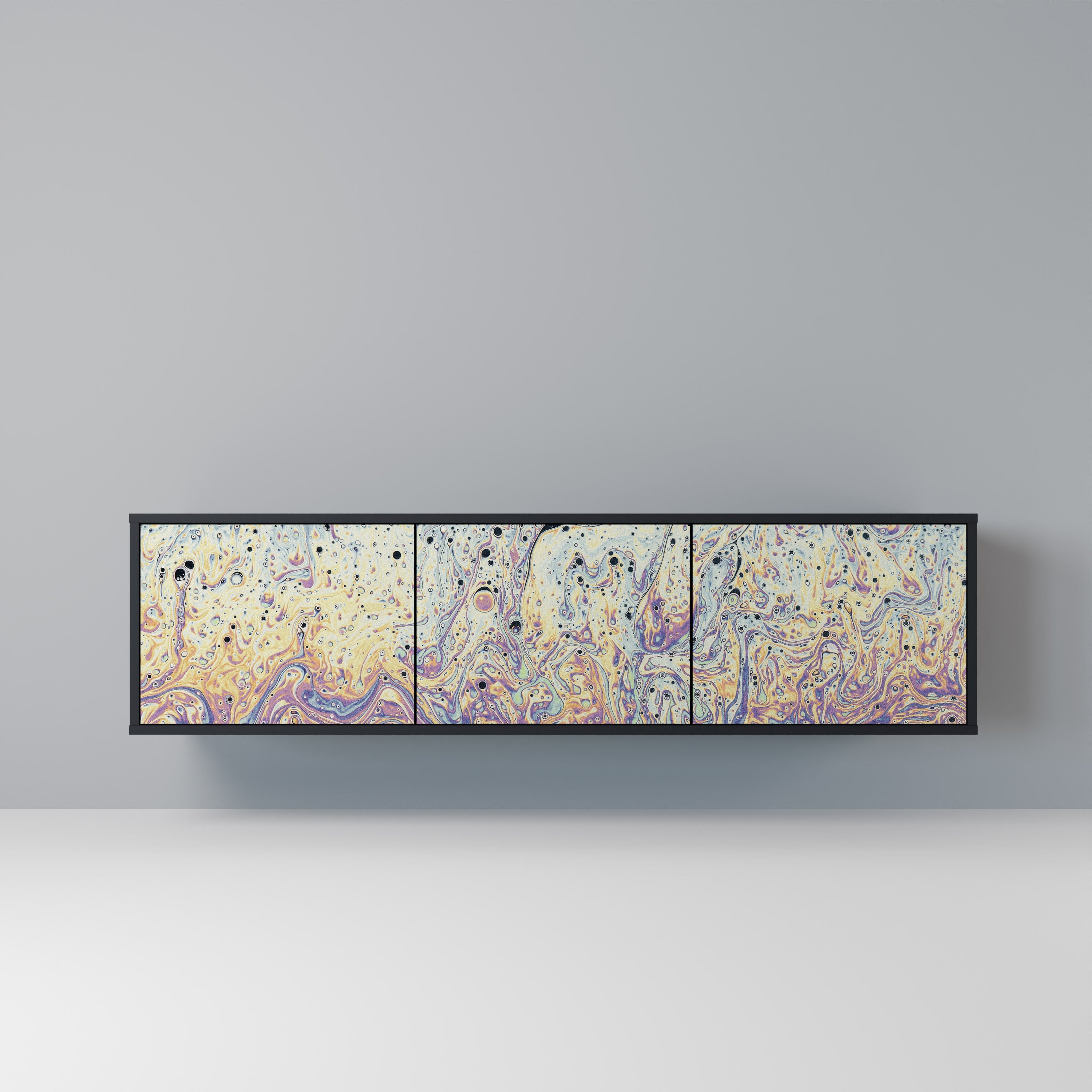 MOSAIC OF COLORS 3θυρη βάση τηλεόρασης σε μαύρο φινίρισμα