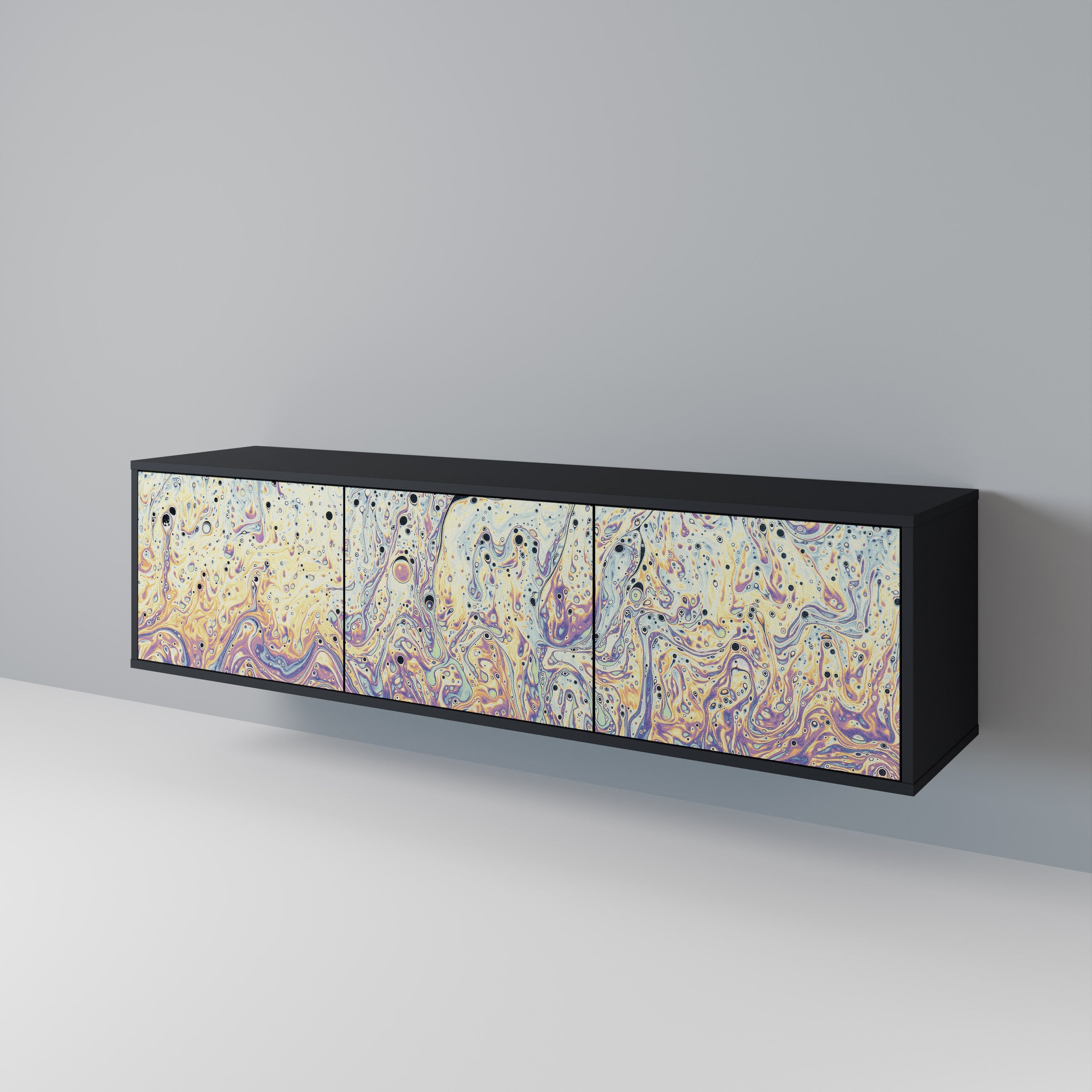 MOSAIC OF COLORS 3θυρη βάση τηλεόρασης σε μαύρο φινίρισμα