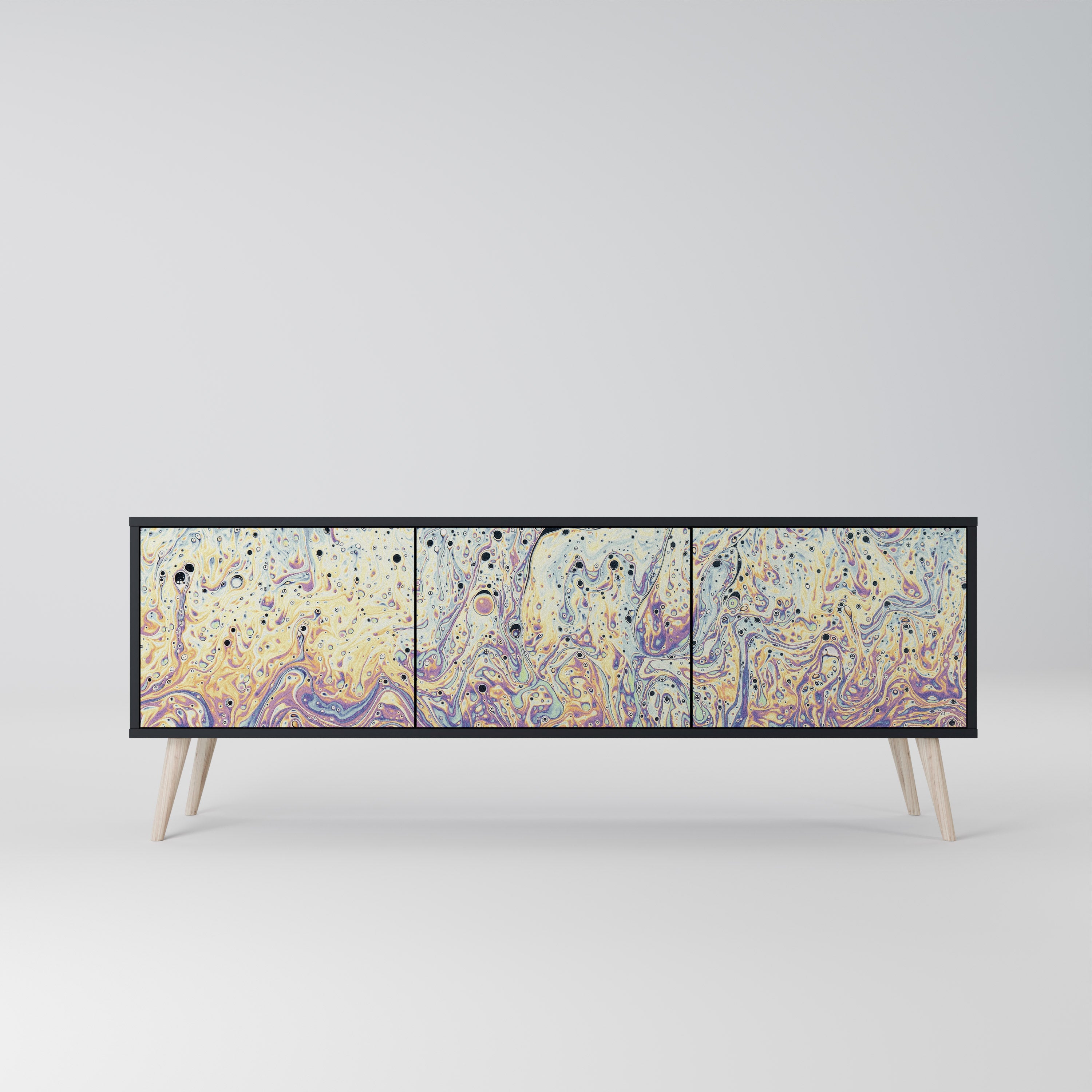 MOSAIC OF COLORS 3θυρη βάση τηλεόρασης σε μαύρο φινίρισμα