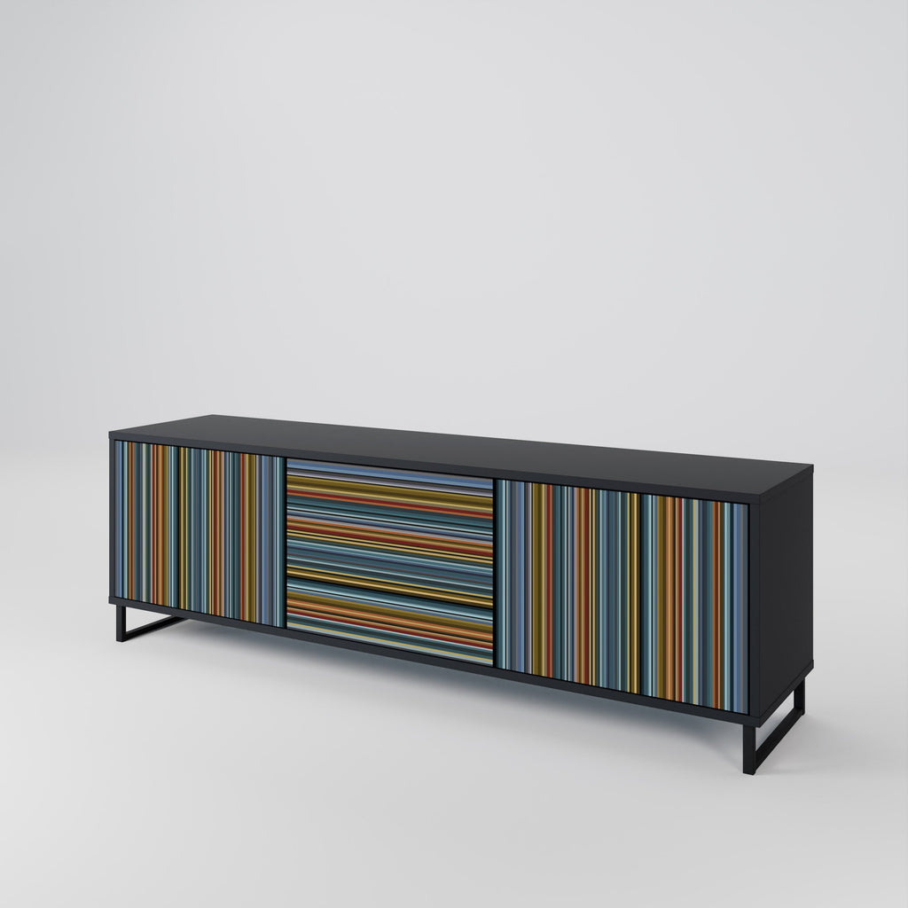 LINEOUT SPECTRUM 3-Door TV Stand in Black Finish