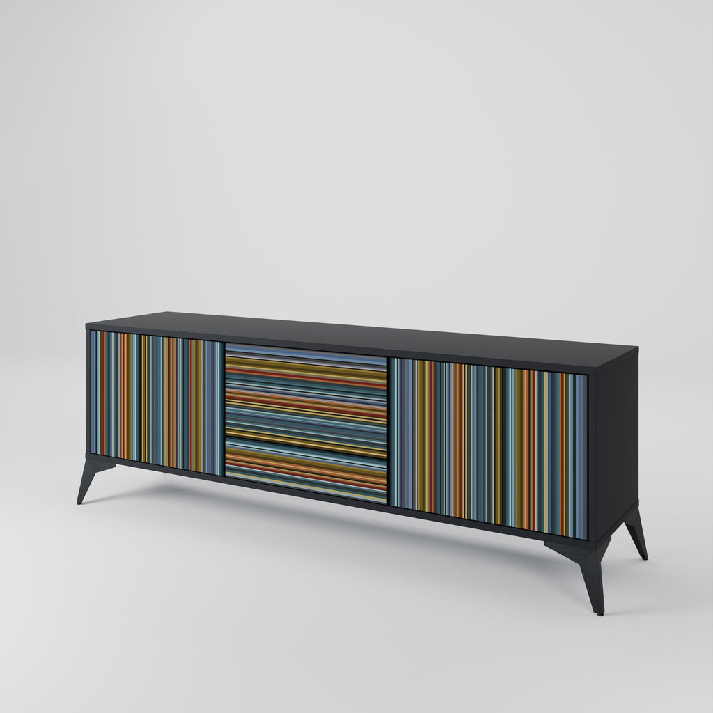 LINEOUT SPECTRUM 3-Door TV Stand in Black Finish