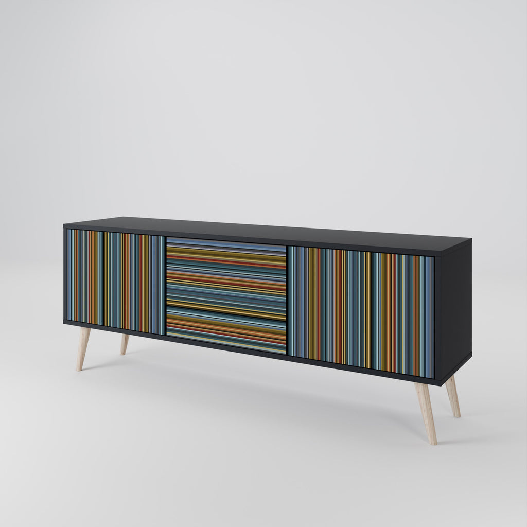 LINEOUT SPECTRUM 3-Door TV Stand in Black Finish