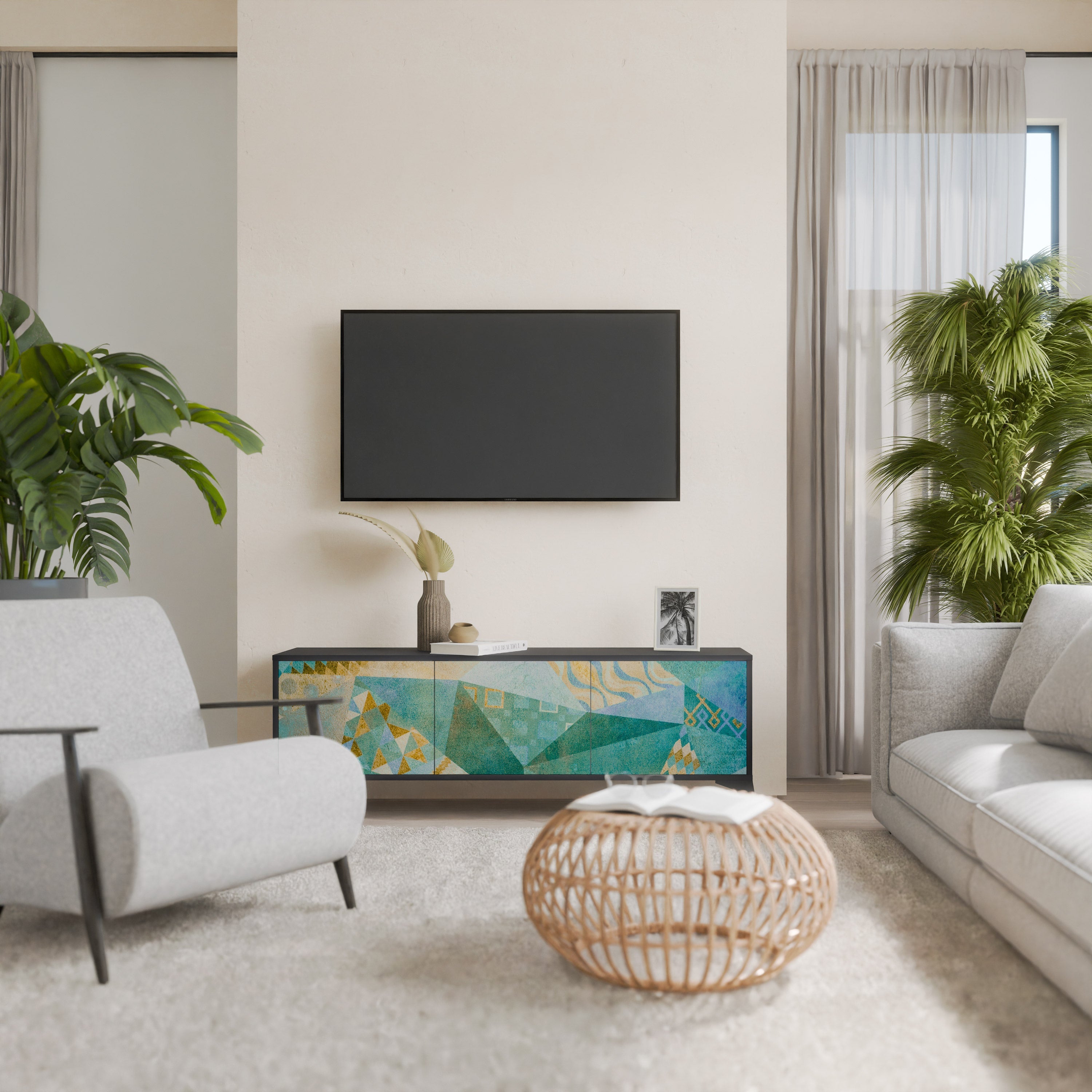 SPECTRUM SPLENDOR Τριθέσια βάση τηλεόρασης σε μαύρο φινίρισμα