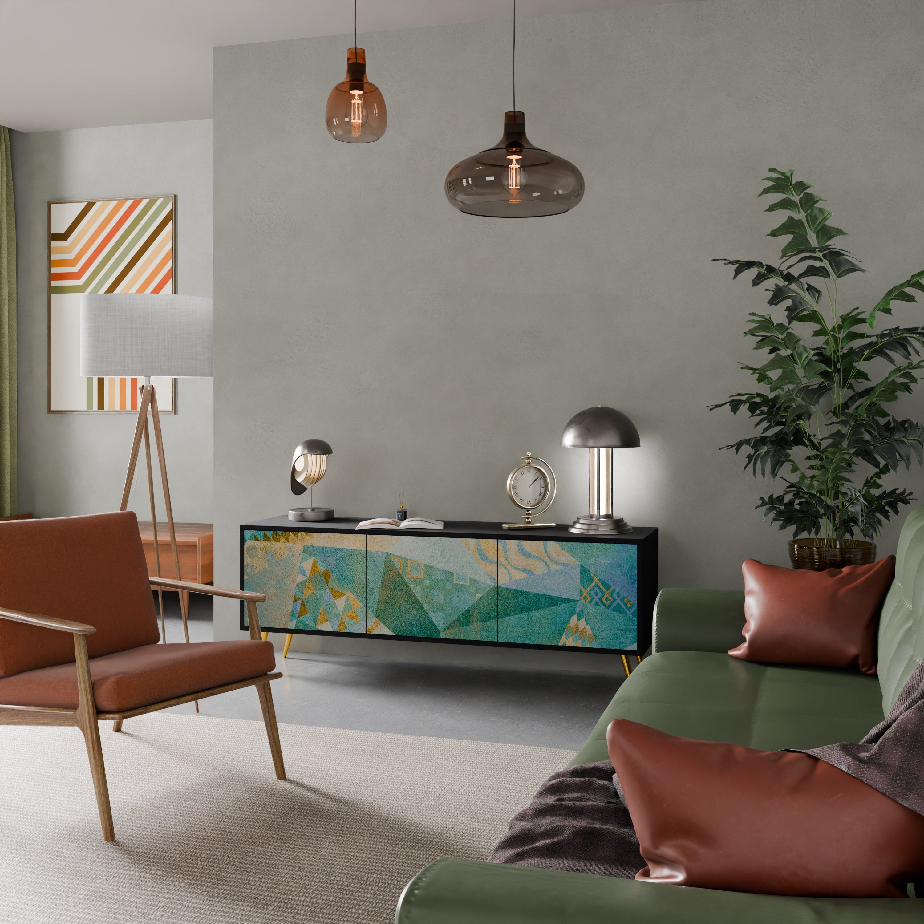 SPECTRUM SPLENDOR Τριθέσια βάση τηλεόρασης σε μαύρο φινίρισμα