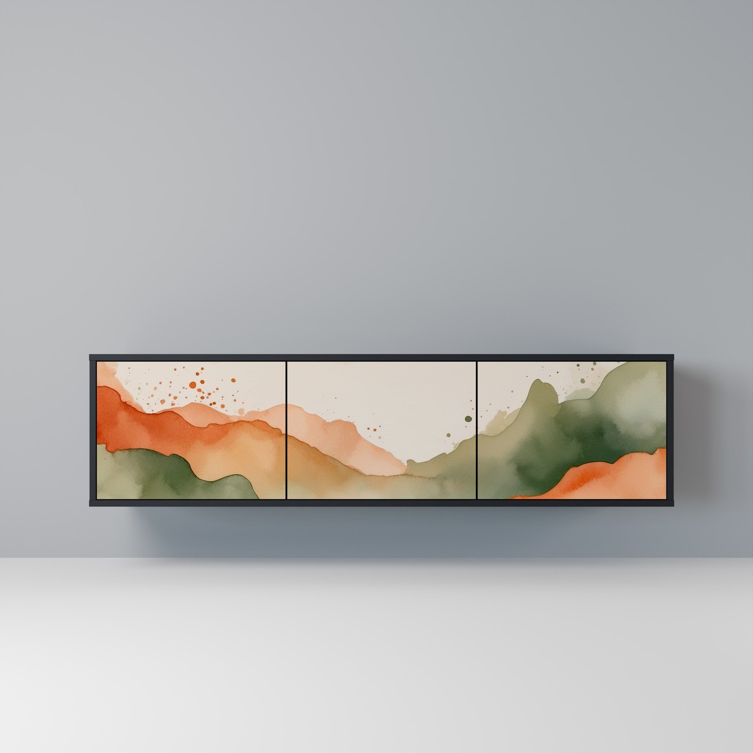 Βάση τηλεόρασης 3 θυρών WATERCOLOUR PEAKS σε μαύρο φινίρισμα