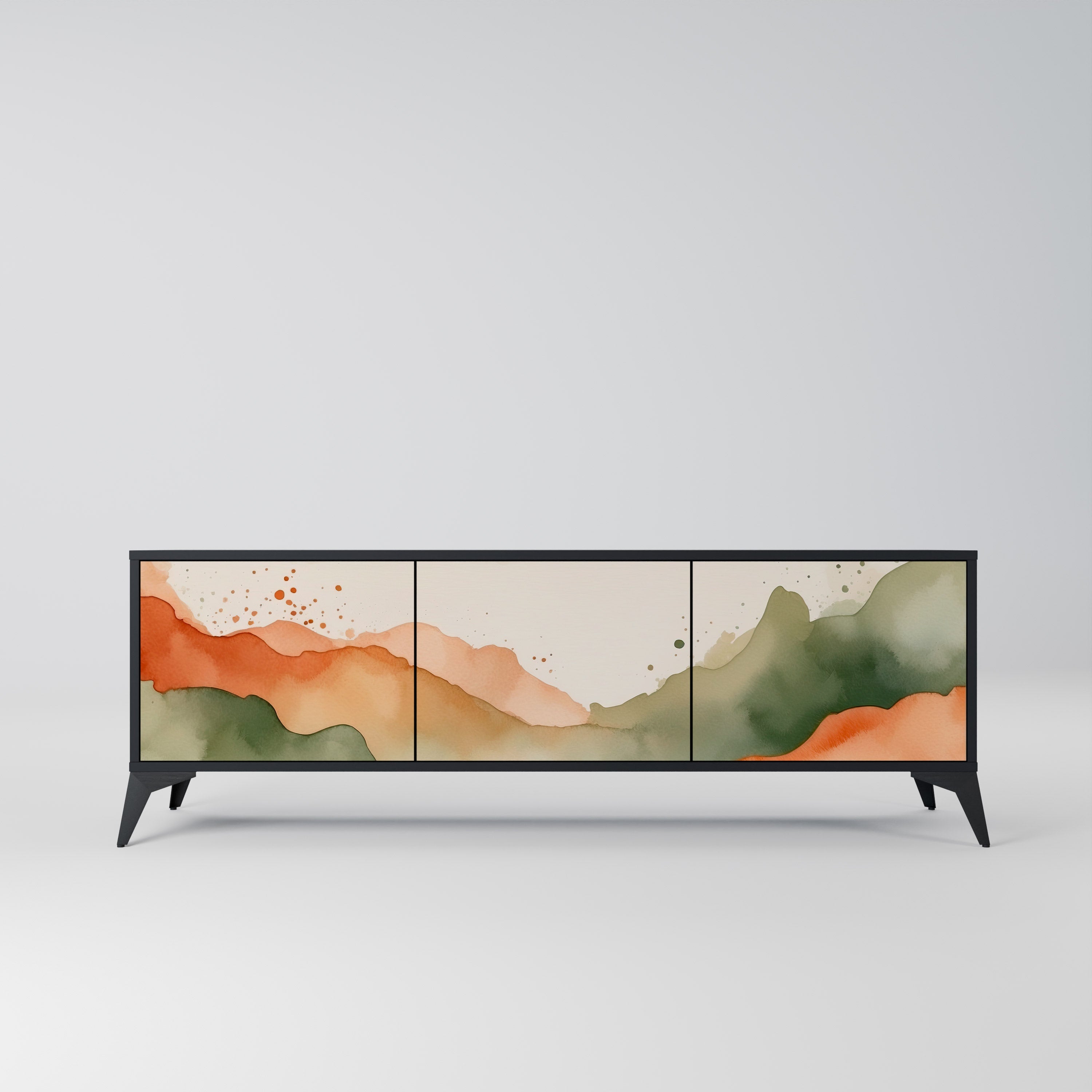 Βάση τηλεόρασης 3 θυρών WATERCOLOUR PEAKS σε μαύρο φινίρισμα