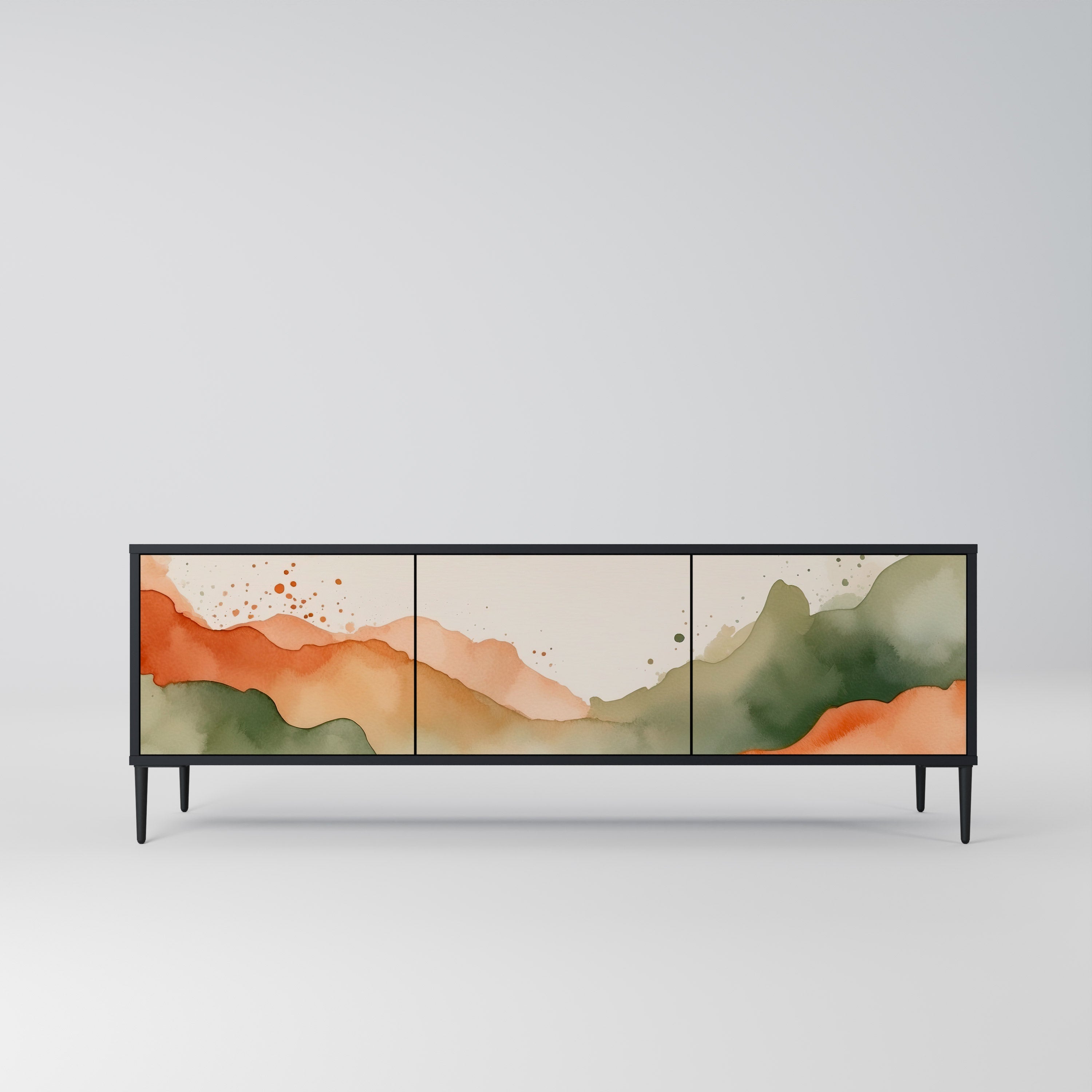 Βάση τηλεόρασης 3 θυρών WATERCOLOUR PEAKS σε μαύρο φινίρισμα