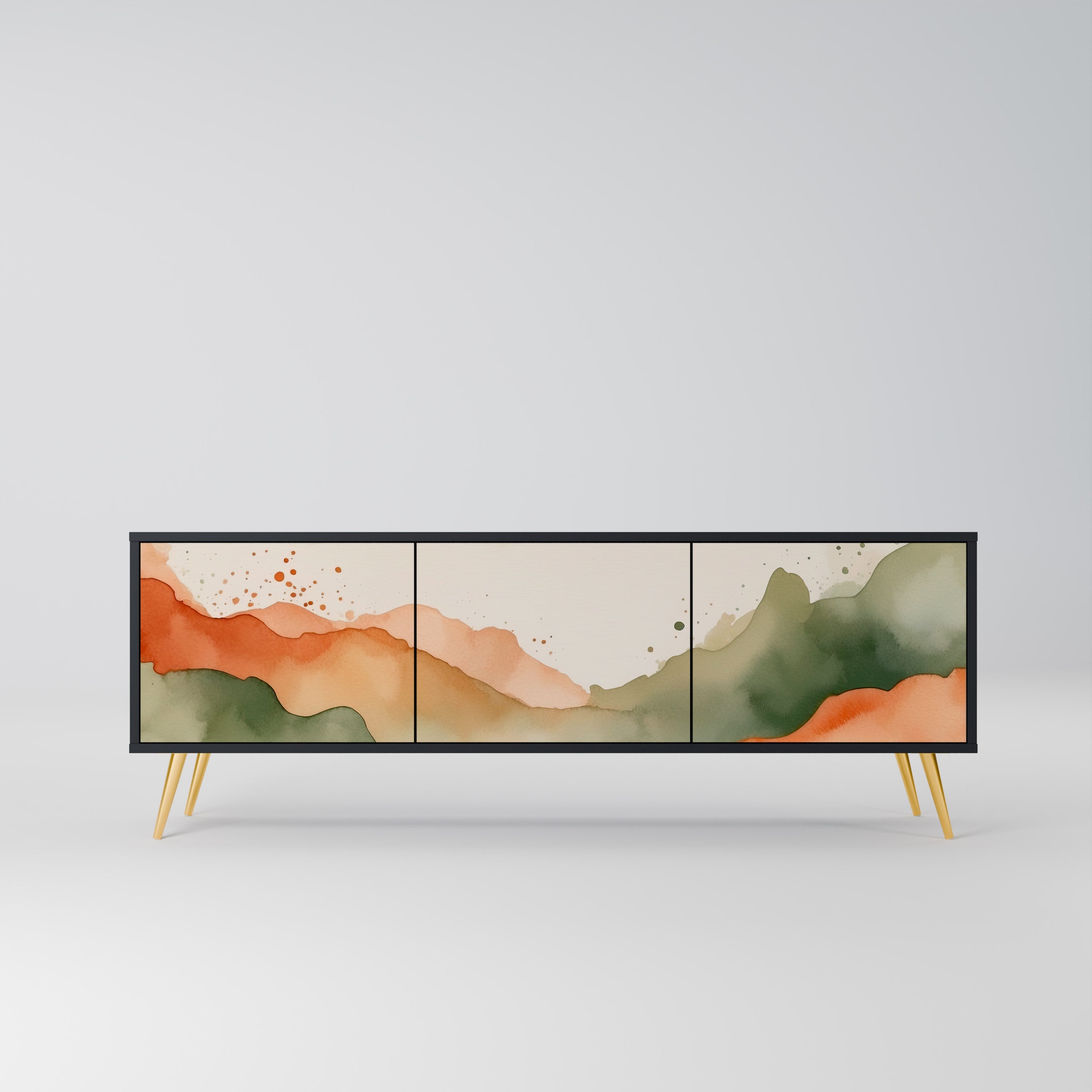 Βάση τηλεόρασης 3 θυρών WATERCOLOUR PEAKS σε μαύρο φινίρισμα