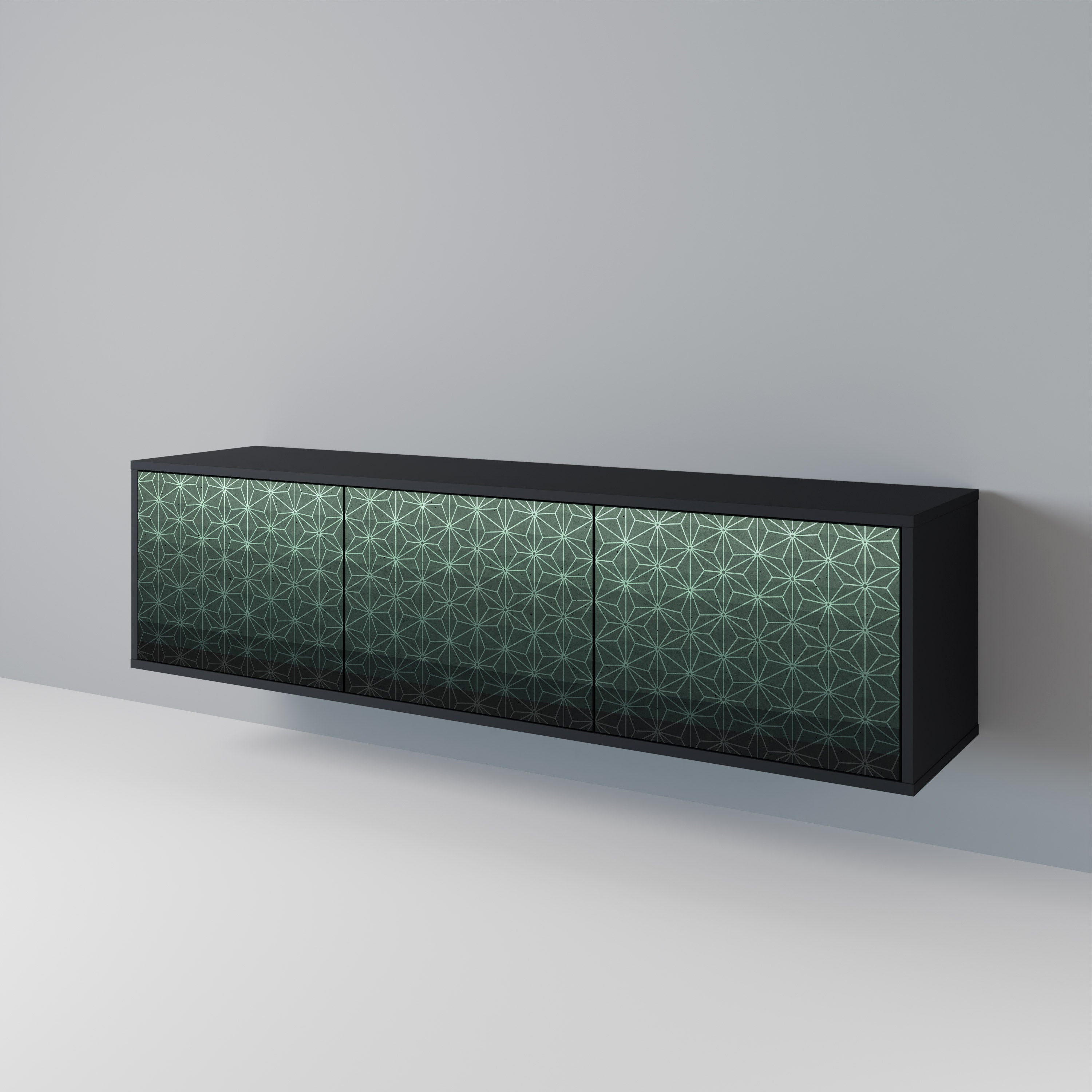 ORNAMENENTAL GLIMMER Τρίθυρη βάση τηλεόρασης σε μαύρο φινίρισμα