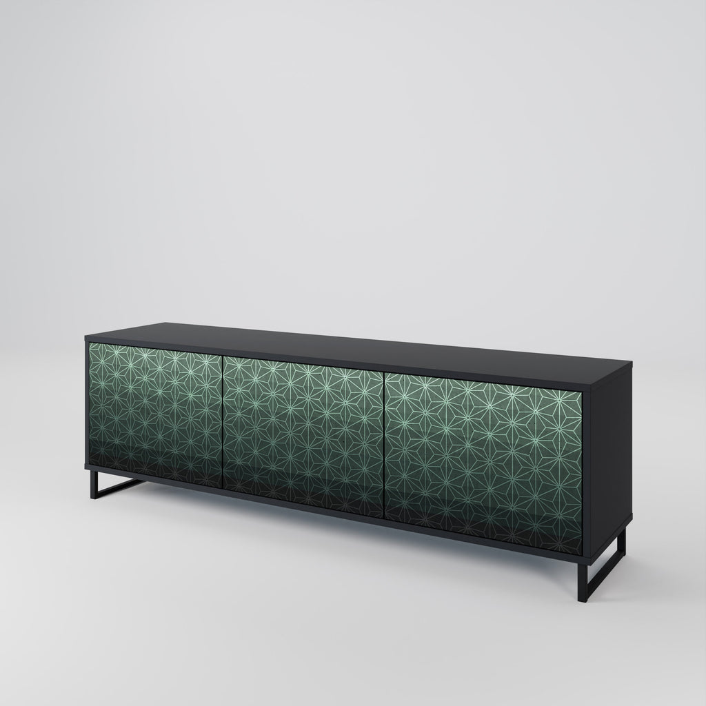 ORNAMENENTAL GLIMMER Τρίθυρη βάση τηλεόρασης σε μαύρο φινίρισμα
