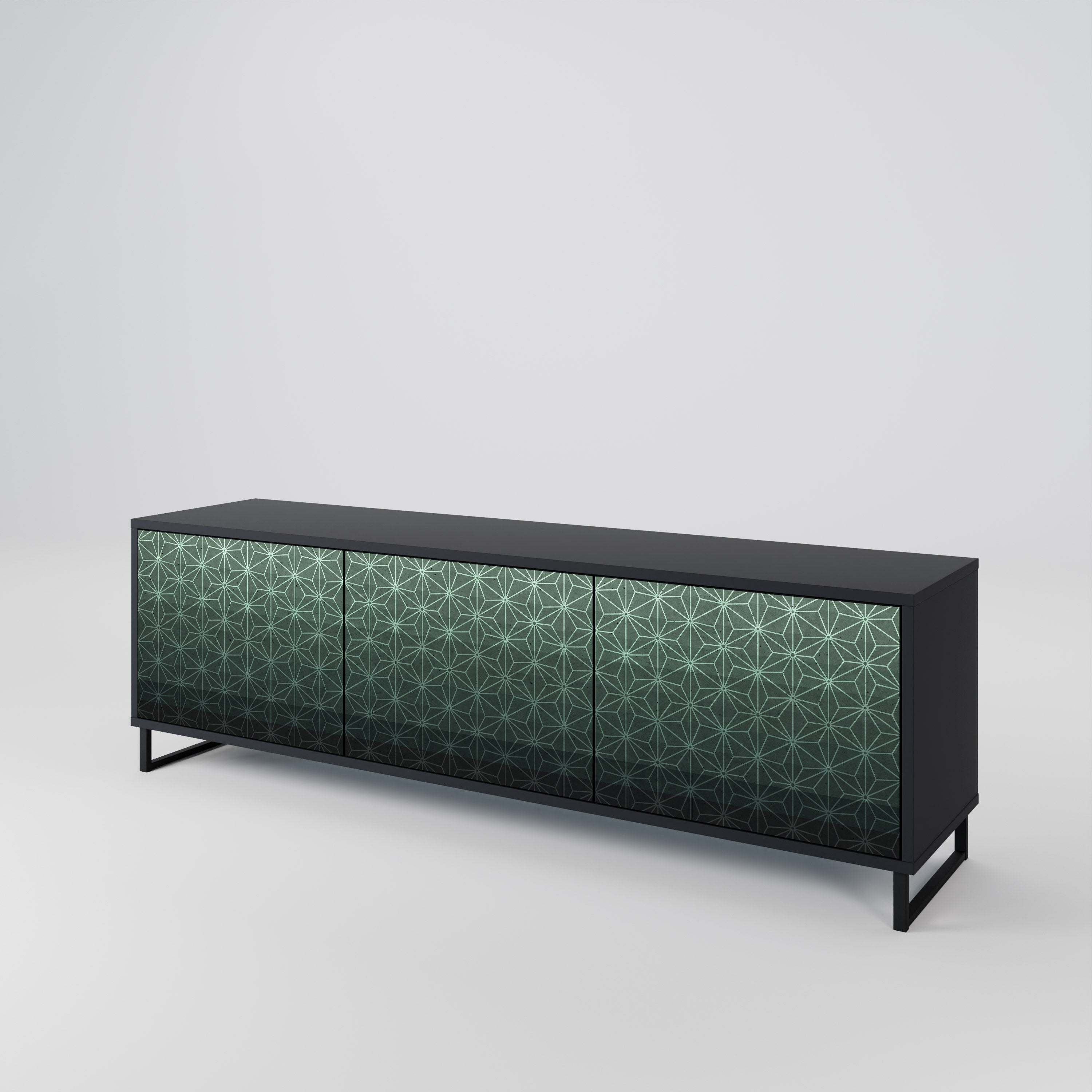 ORNAMENENTAL GLIMMER Τρίθυρη βάση τηλεόρασης σε μαύρο φινίρισμα
