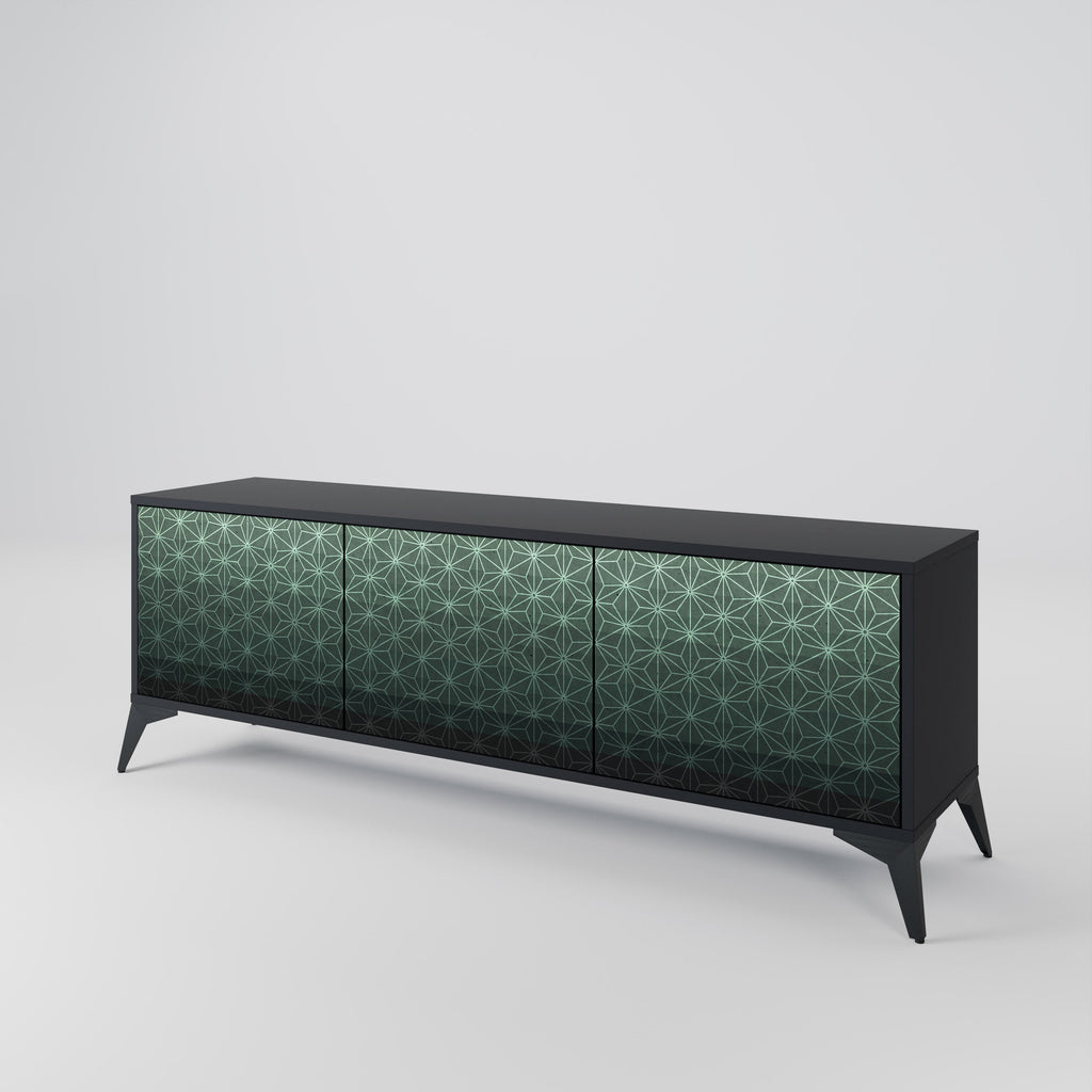 ORNAMENENTAL GLIMMER Τρίθυρη βάση τηλεόρασης σε μαύρο φινίρισμα