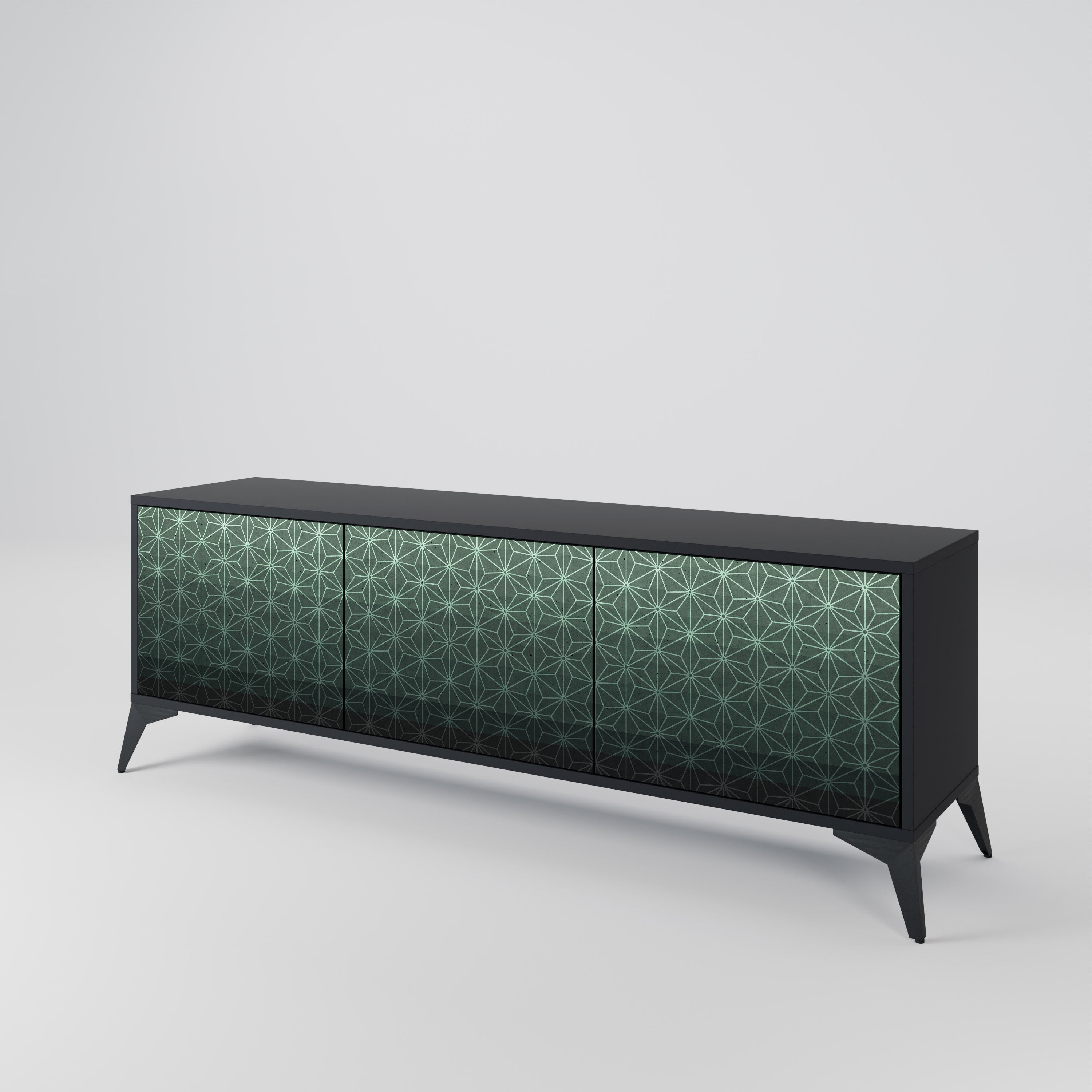 ORNAMENENTAL GLIMMER Τρίθυρη βάση τηλεόρασης σε μαύρο φινίρισμα