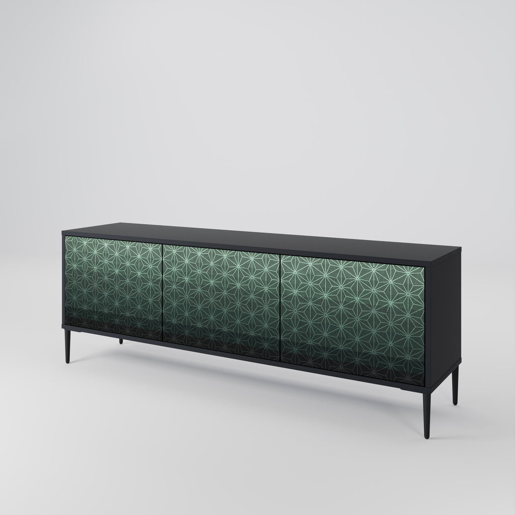 ORNAMENENTAL GLIMMER Τρίθυρη βάση τηλεόρασης σε μαύρο φινίρισμα