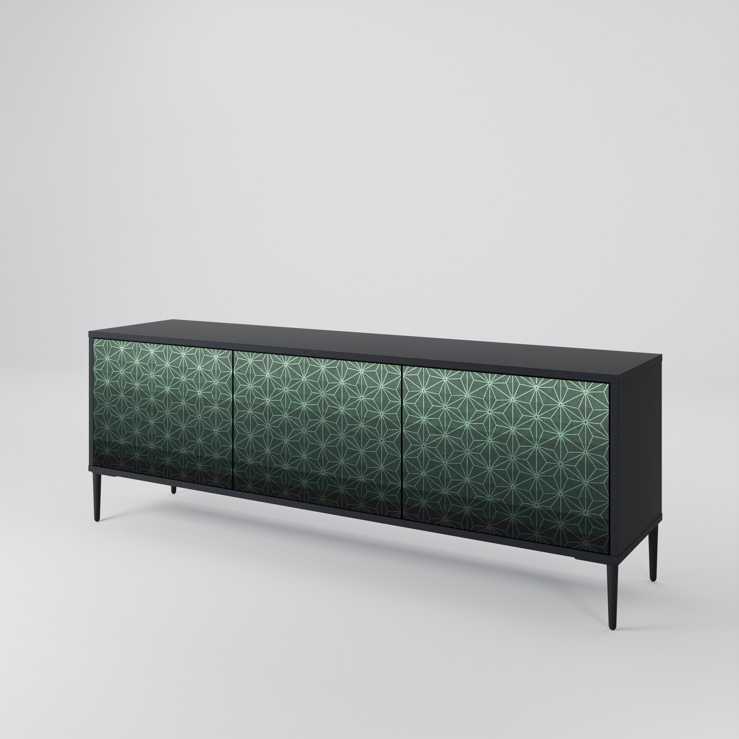 ORNAMENENTAL GLIMMER Τρίθυρη βάση τηλεόρασης σε μαύρο φινίρισμα