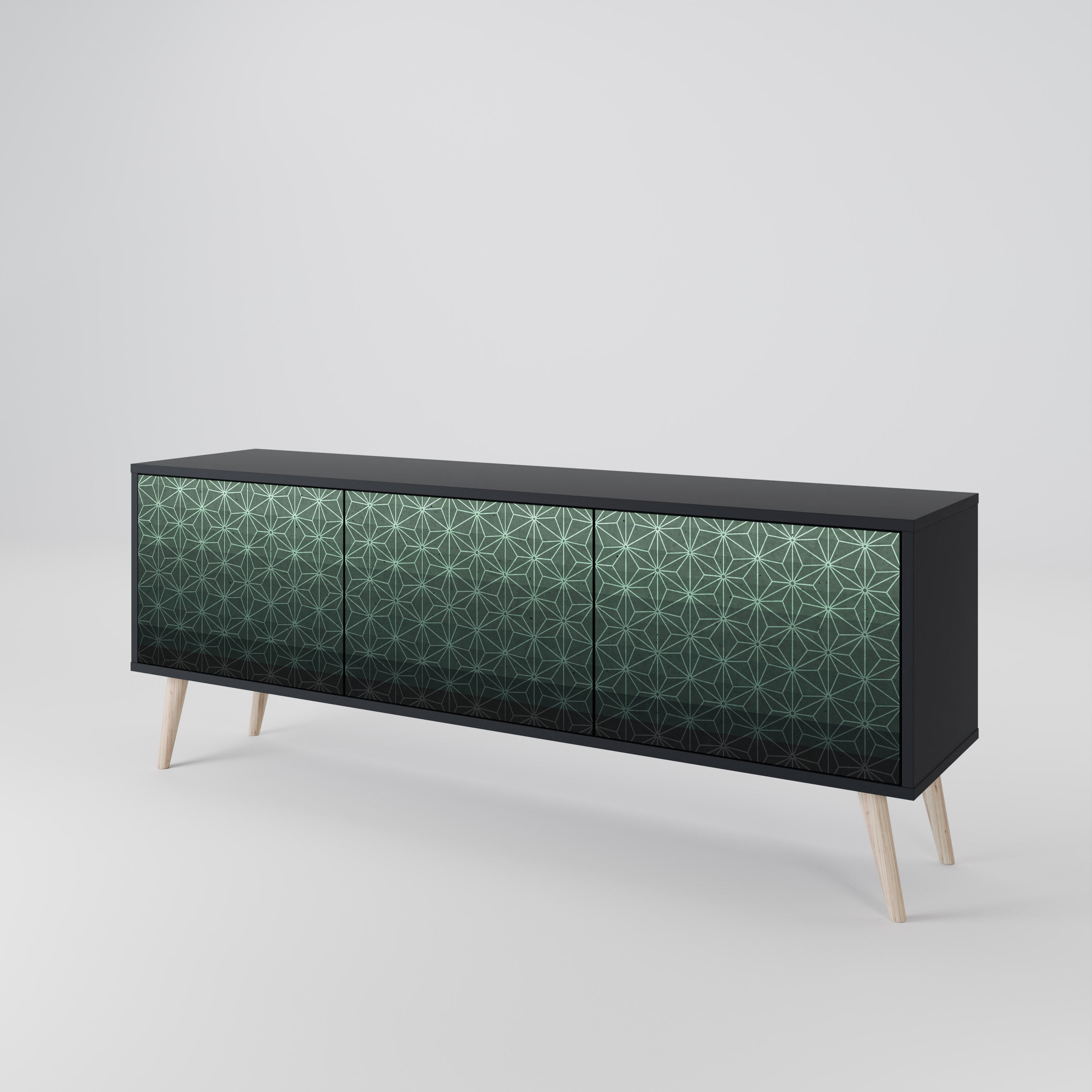 ORNAMENENTAL GLIMMER Τρίθυρη βάση τηλεόρασης σε μαύρο φινίρισμα