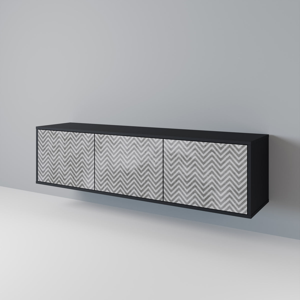 CONCRETE ZIG ZAG 3-Door TV Cabinet