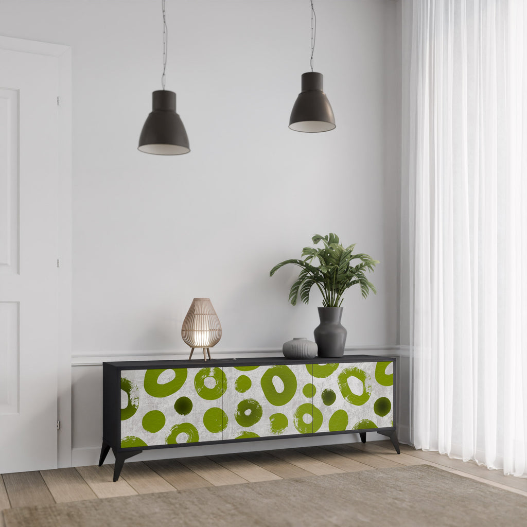 Βάση τηλεόρασης GREEN RHAPSODY με 3 πόρτες σε μαύρο φινίρισμα