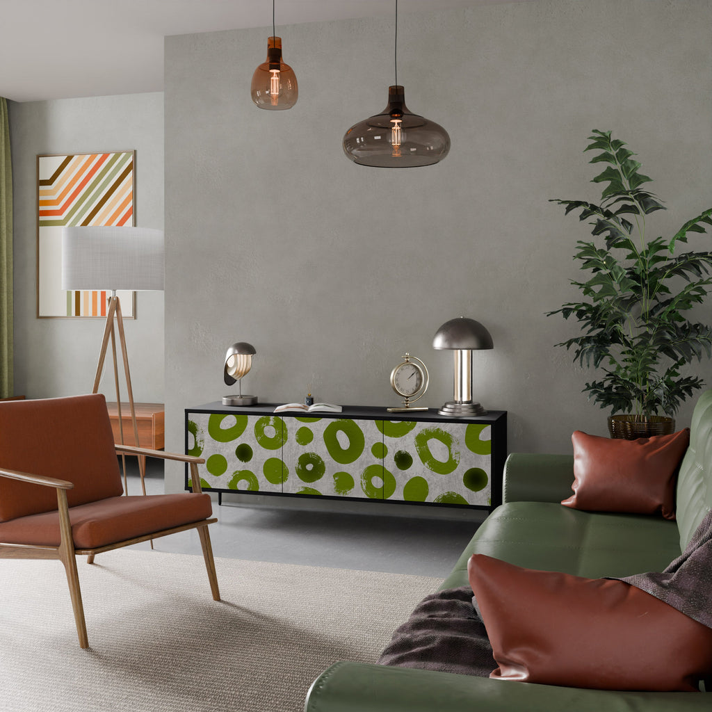 Βάση τηλεόρασης GREEN RHAPSODY με 3 πόρτες σε μαύρο φινίρισμα