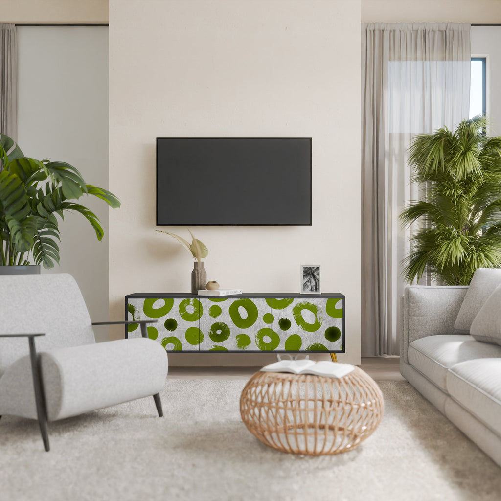 Βάση τηλεόρασης GREEN RHAPSODY με 3 πόρτες σε μαύρο φινίρισμα