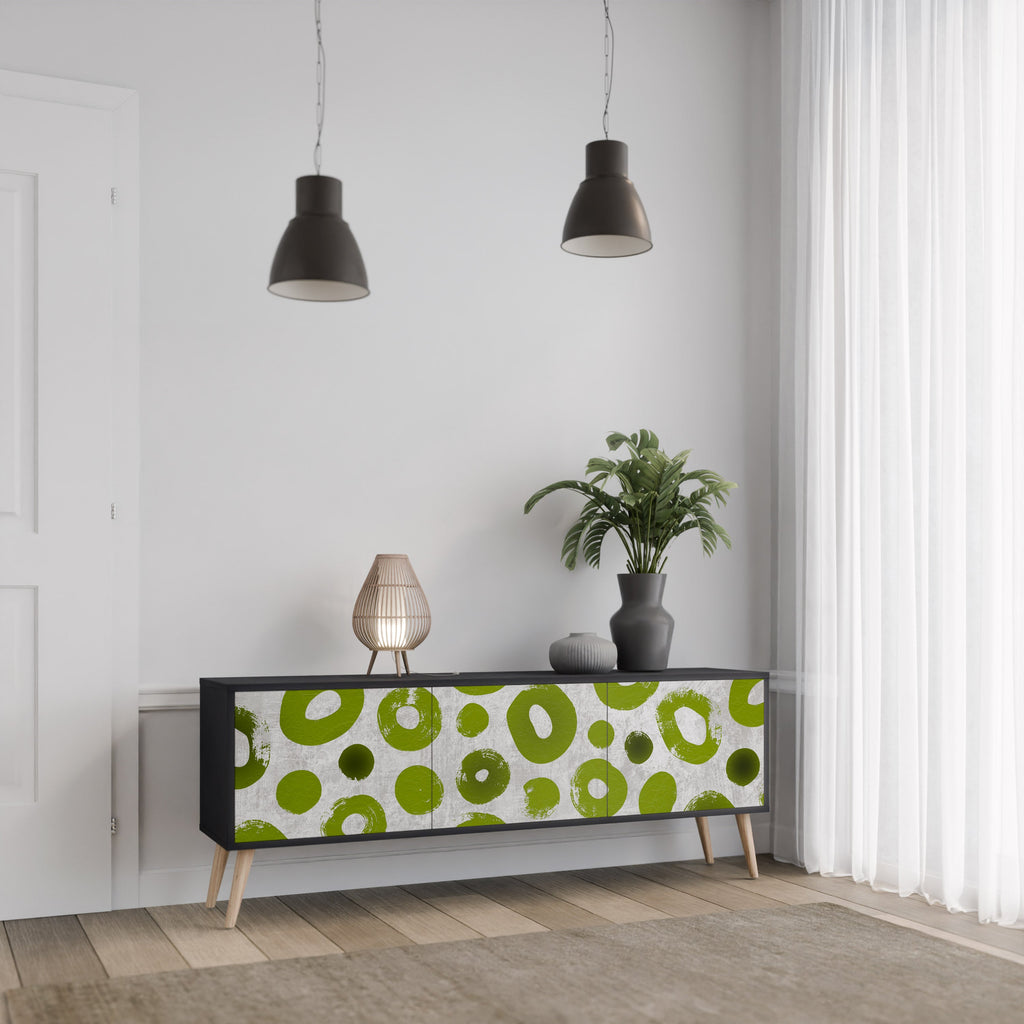 Βάση τηλεόρασης GREEN RHAPSODY με 3 πόρτες σε μαύρο φινίρισμα