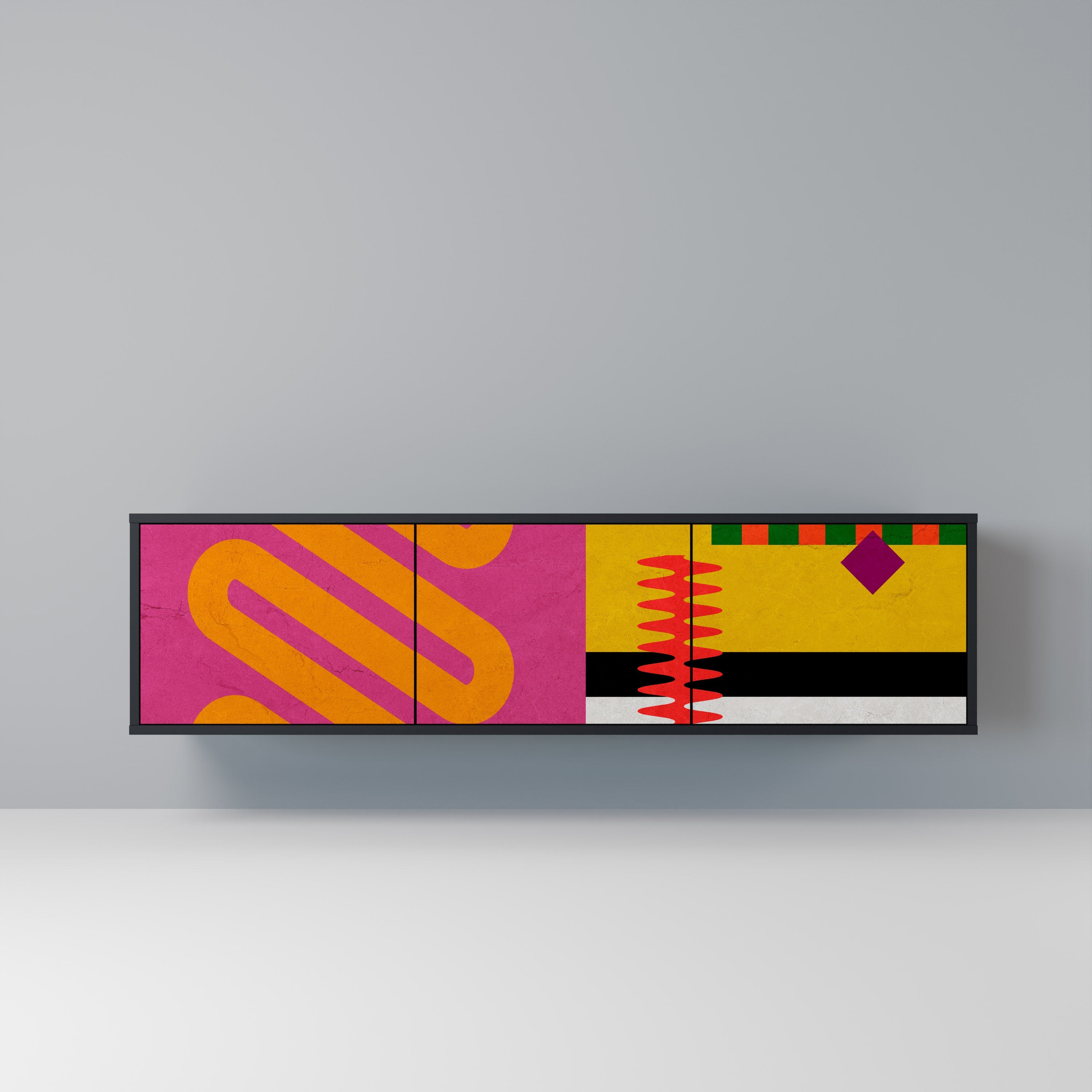 Βάση τηλεόρασης VIVID ART 3 θυρών σε μαύρο φινίρισμα