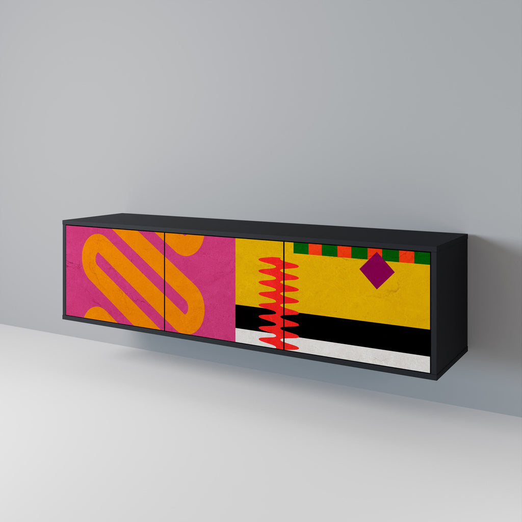 Βάση τηλεόρασης VIVID ART 3 θυρών σε μαύρο φινίρισμα
