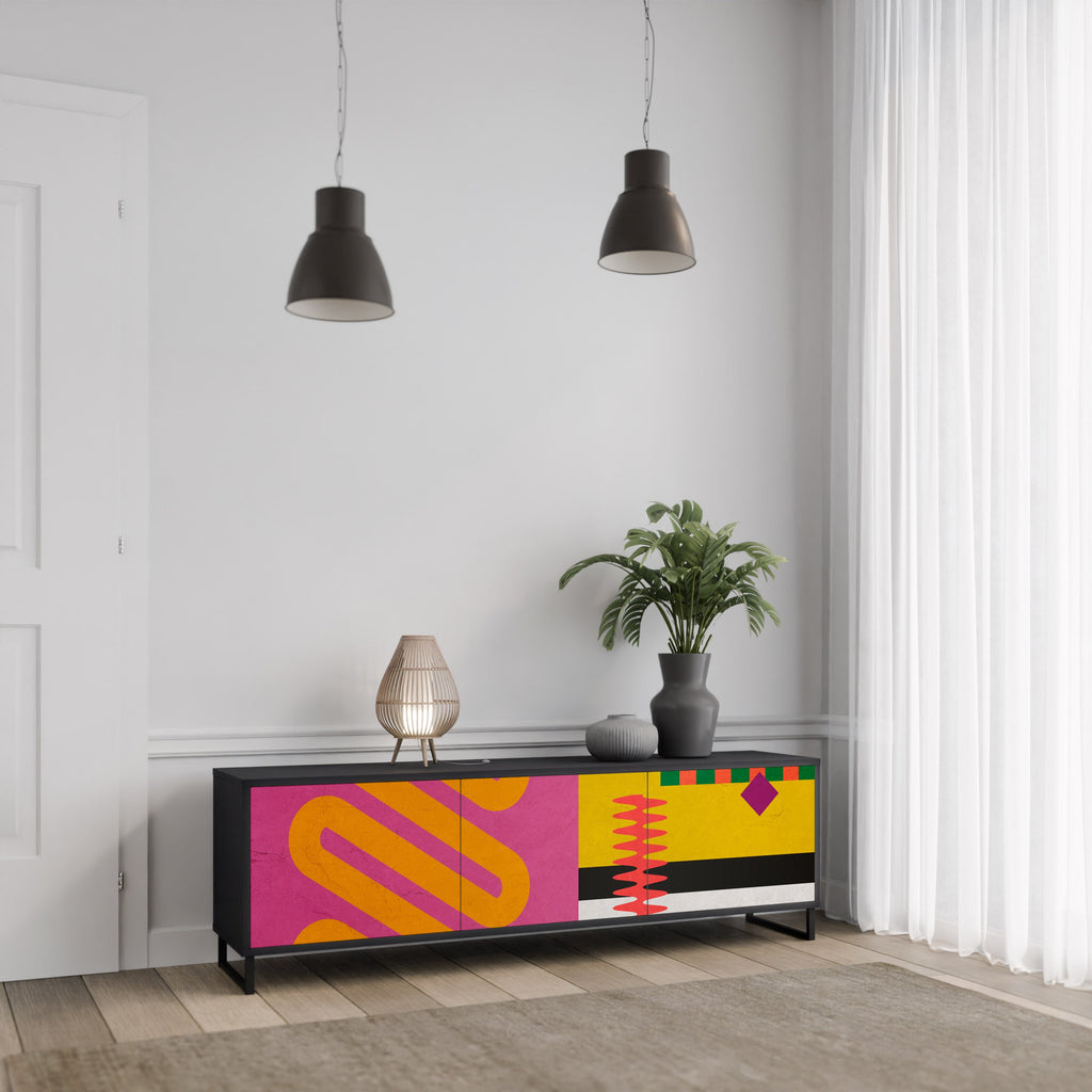 Βάση τηλεόρασης VIVID ART 3 θυρών σε μαύρο φινίρισμα