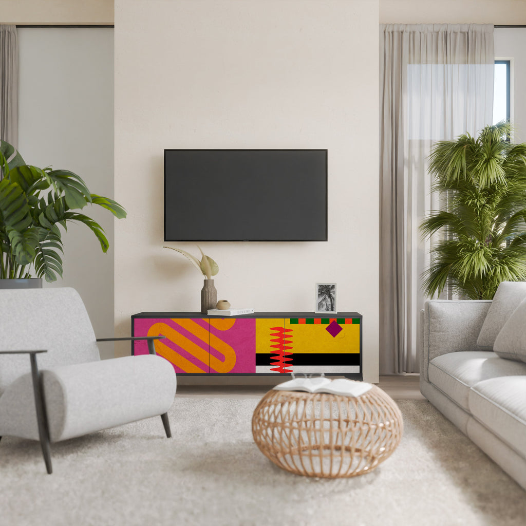 Βάση τηλεόρασης VIVID ART 3 θυρών σε μαύρο φινίρισμα