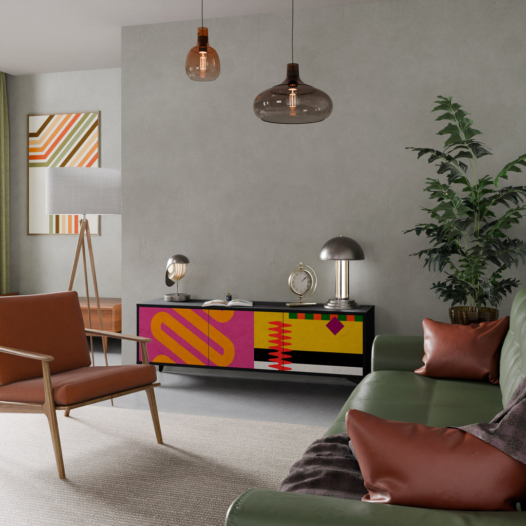 Βάση τηλεόρασης VIVID ART 3 θυρών σε μαύρο φινίρισμα