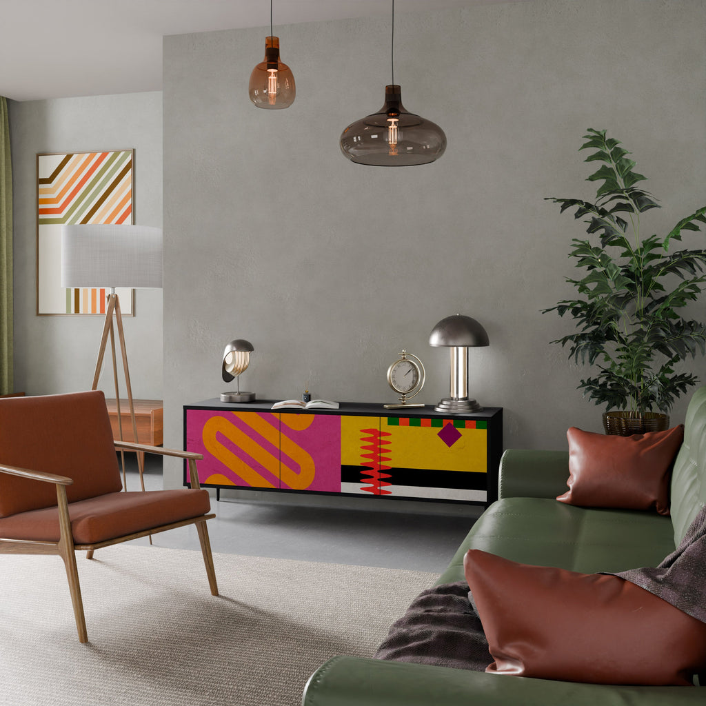 Βάση τηλεόρασης VIVID ART 3 θυρών σε μαύρο φινίρισμα