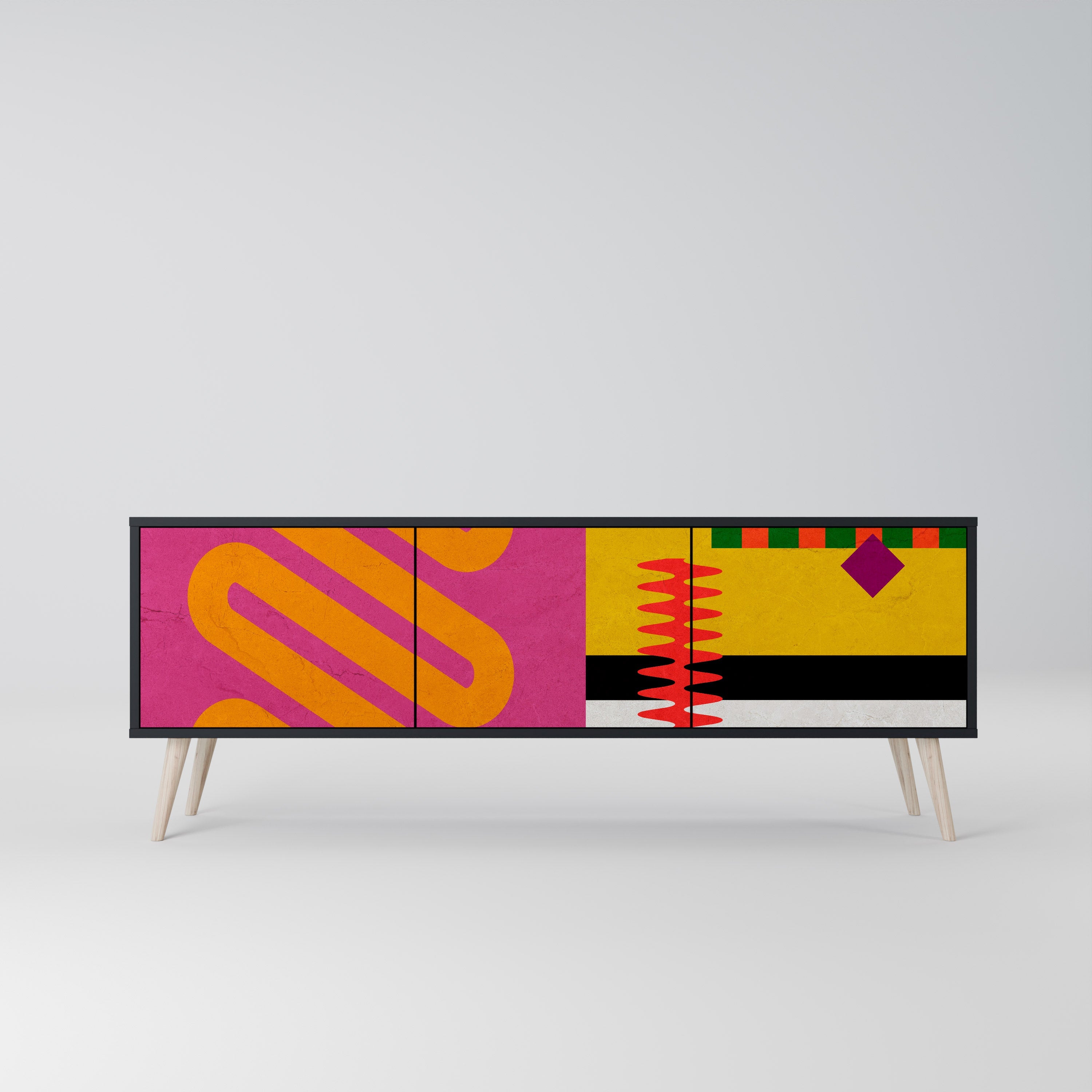 Βάση τηλεόρασης VIVID ART 3 θυρών σε μαύρο φινίρισμα
