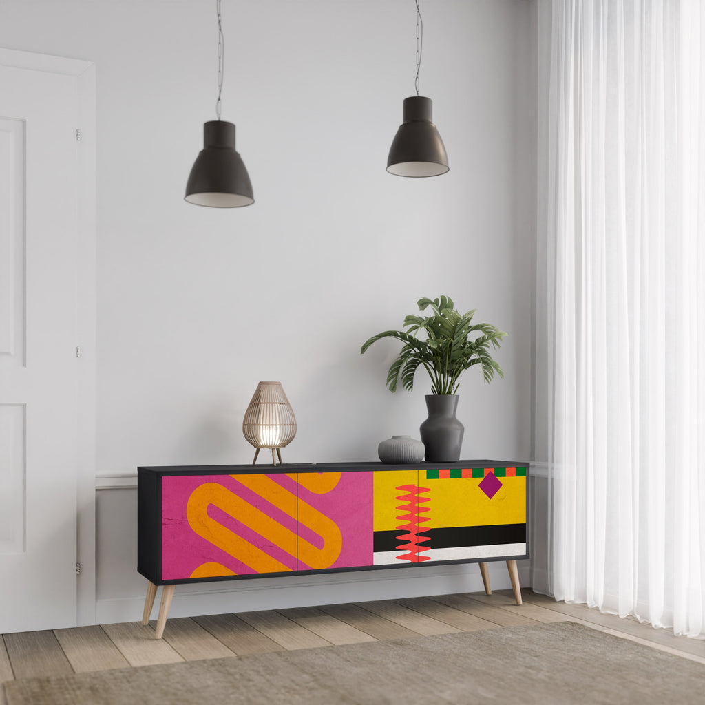 Βάση τηλεόρασης VIVID ART 3 θυρών σε μαύρο φινίρισμα