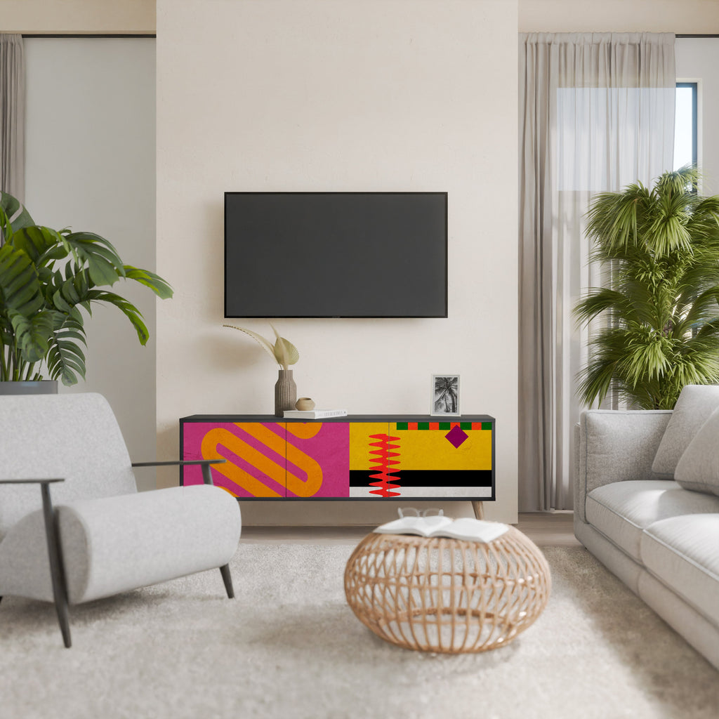 Βάση τηλεόρασης VIVID ART 3 θυρών σε μαύρο φινίρισμα