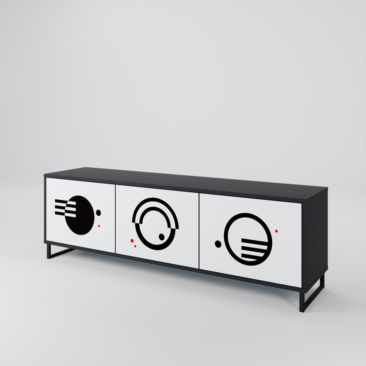 BLACK AND WHITE COMBINATION 3-Door TV Cabinet