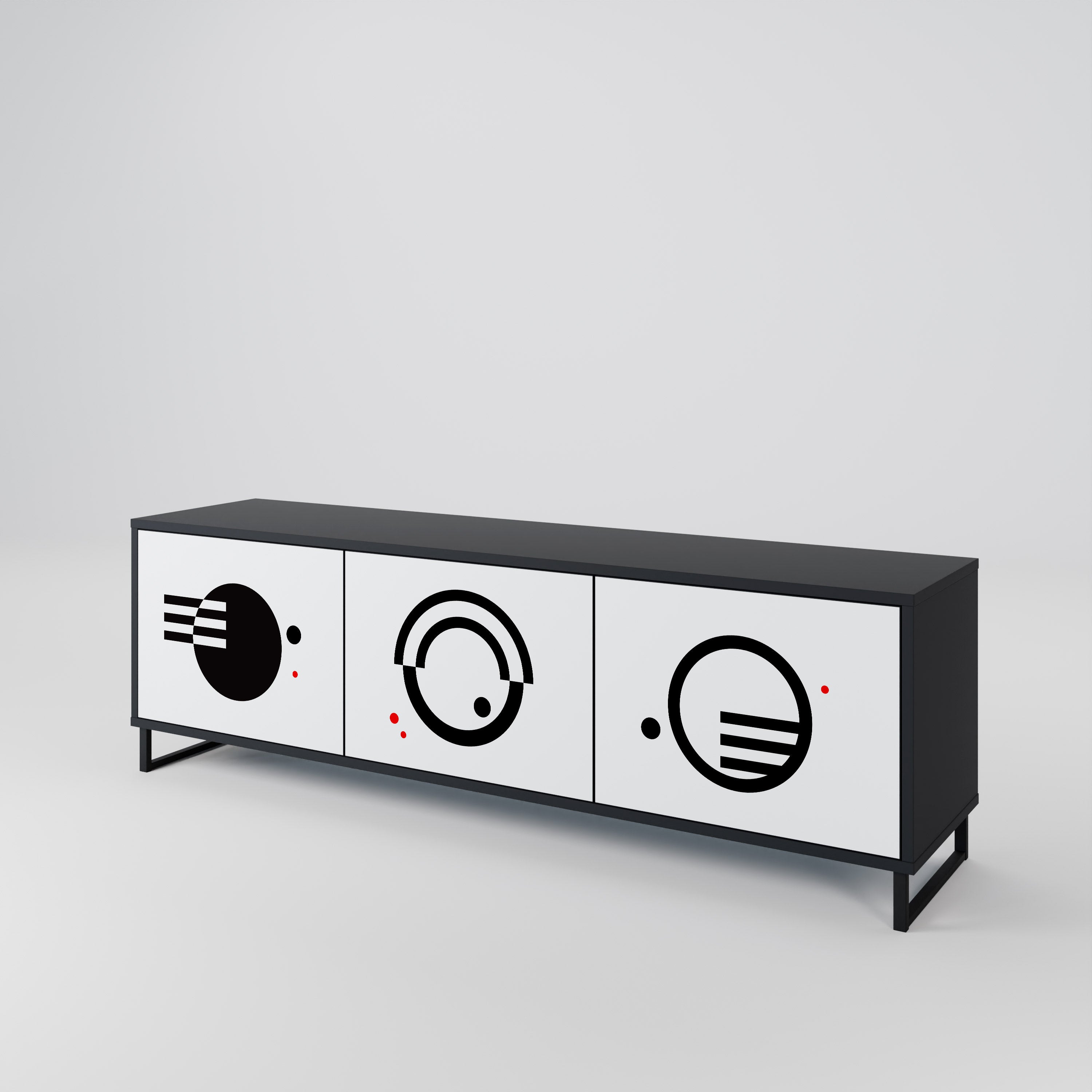 BLACK AND WHITE COMBINATION 3-Door TV Cabinet